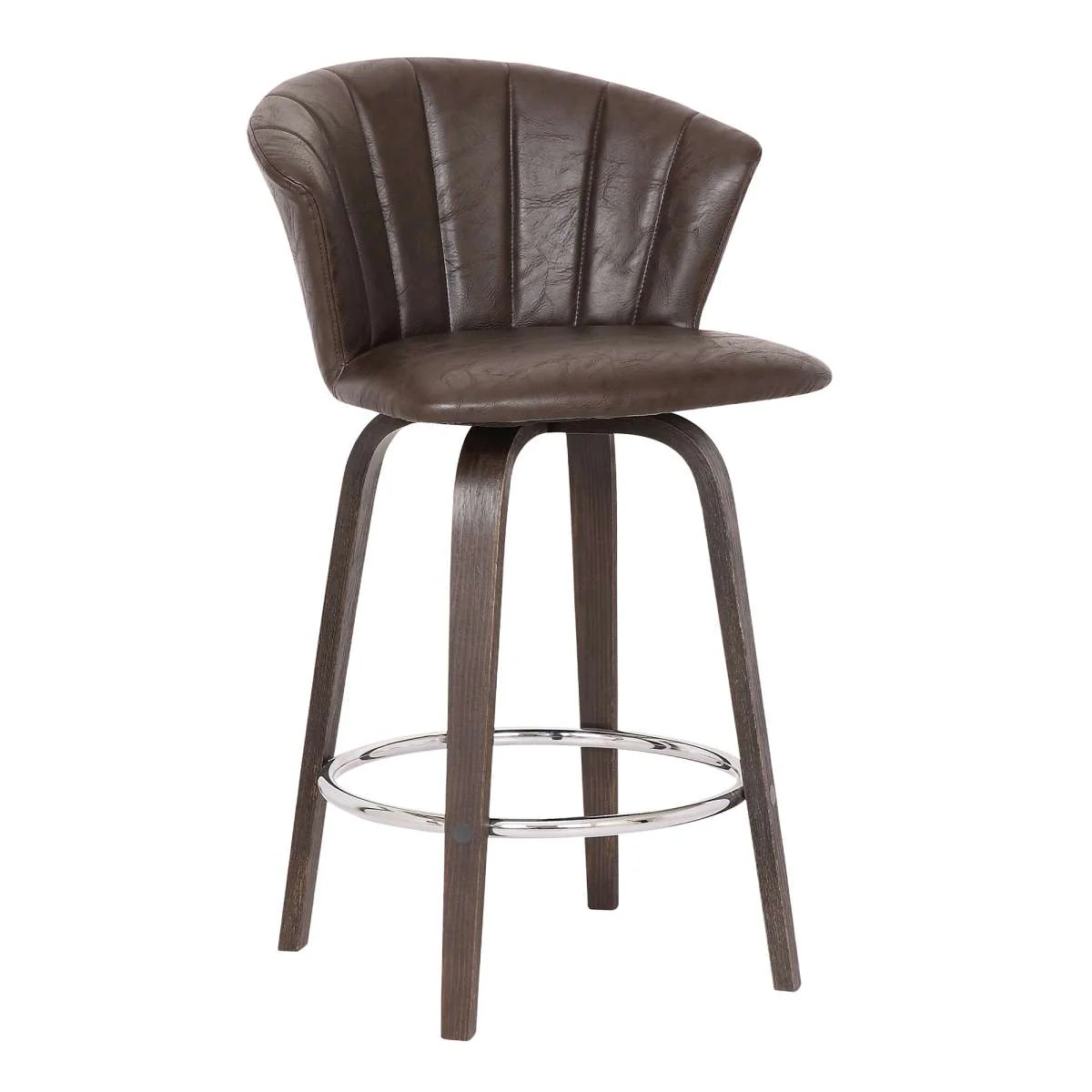 Connie 26" Modern Brown Faux Leather Bar Stool By Armen Living - Image 2
