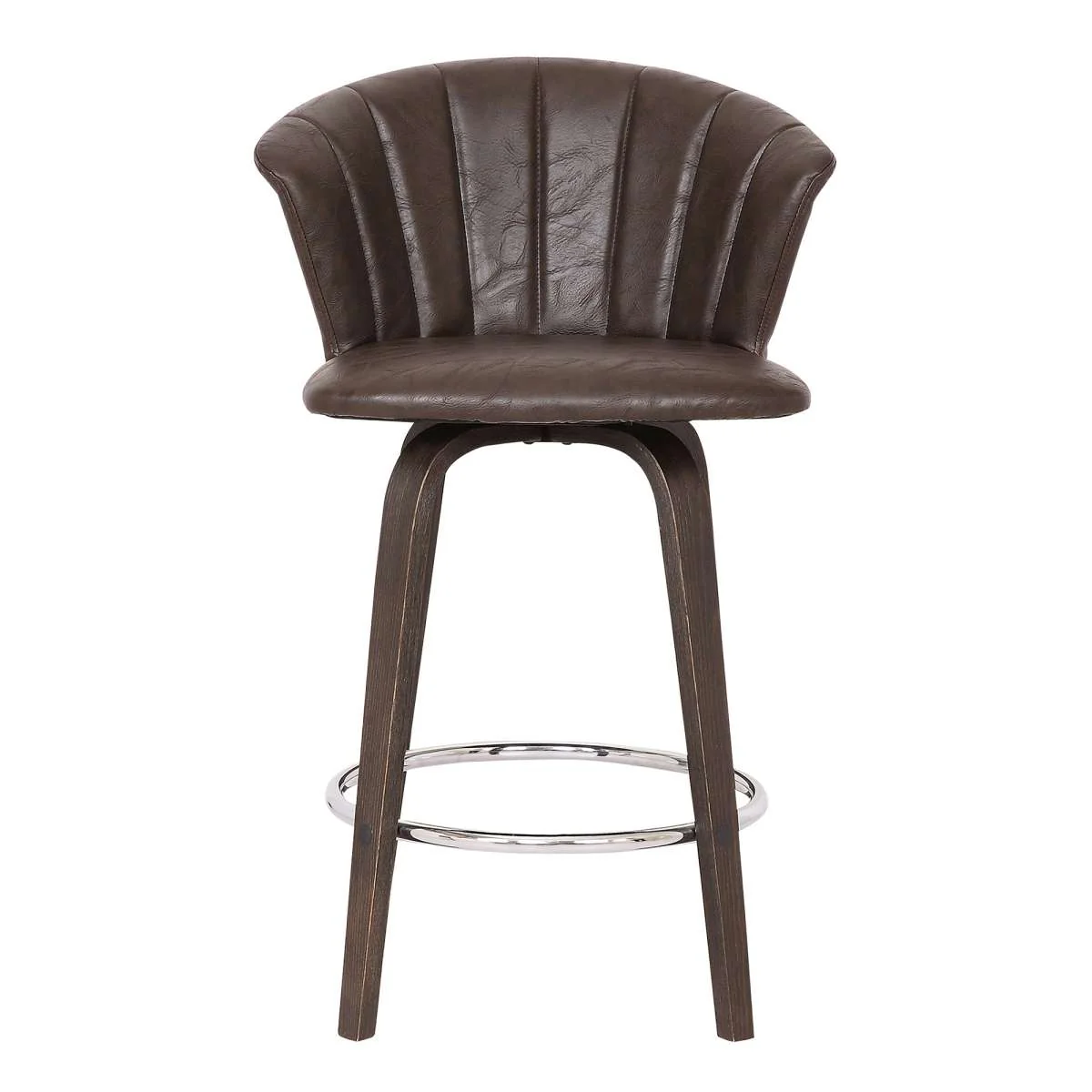 Connie 26" Modern Brown Faux Leather Bar Stool By Armen Living - Image 3
