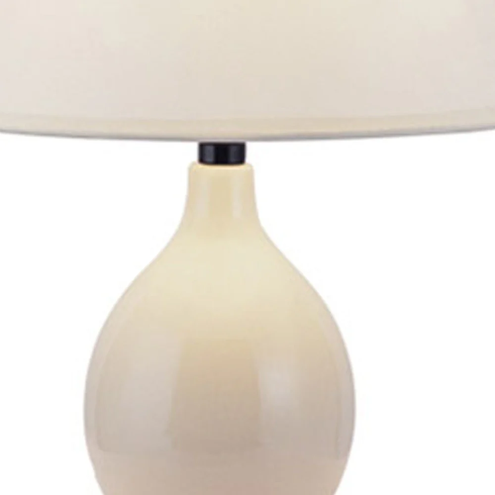 Contempo Bulb Beige Ceramic Table Lamp By Homeroots - Image 4