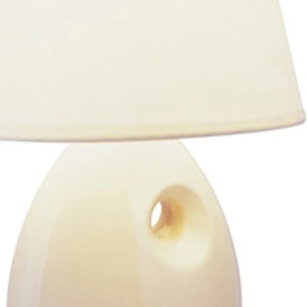 Contempo Contour Beige Ceramic Table Lamp By Homeroots - Image 3
