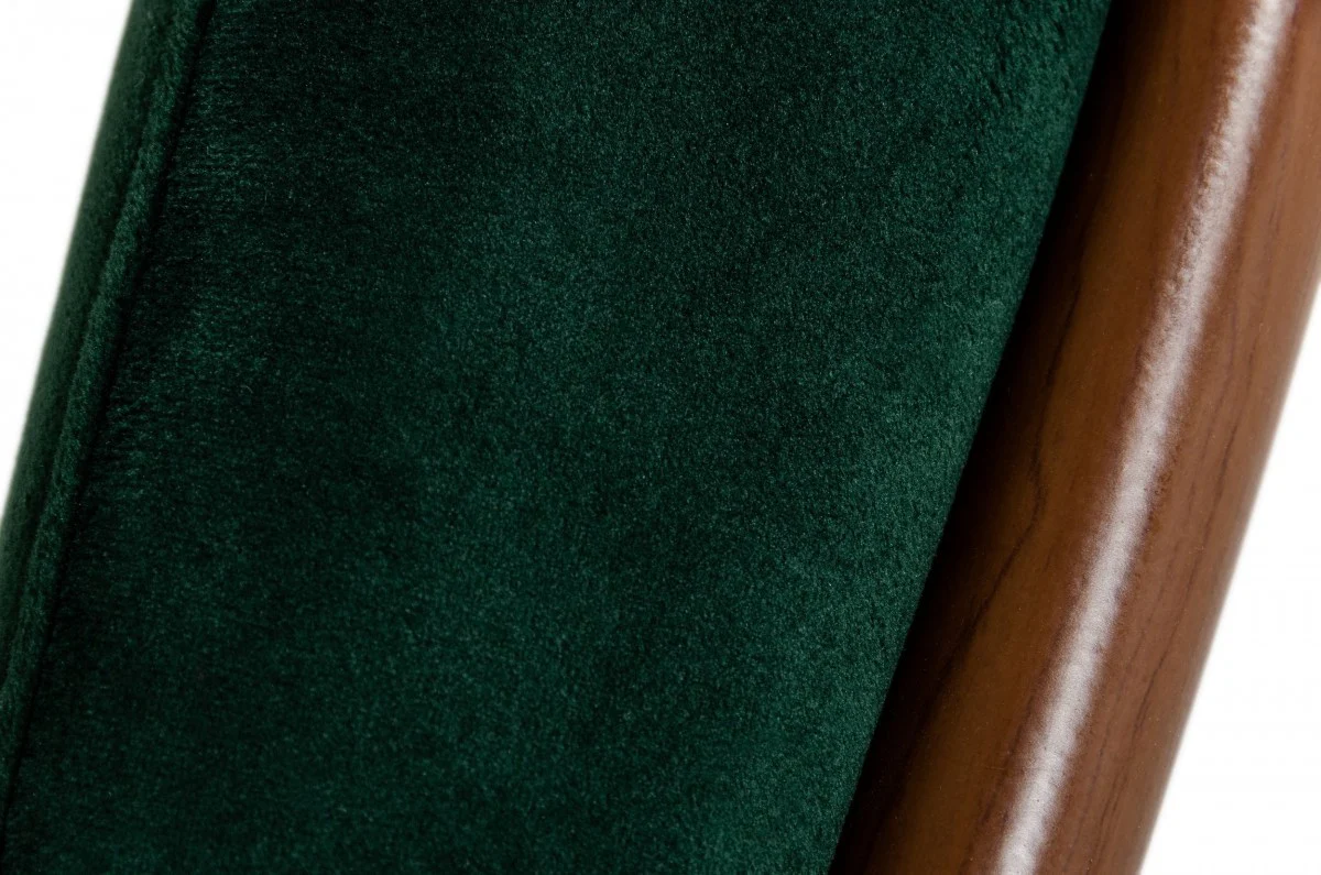 Contempo Dark Green and Walnut Velvet Dining Chair By Homeroots - Image 5