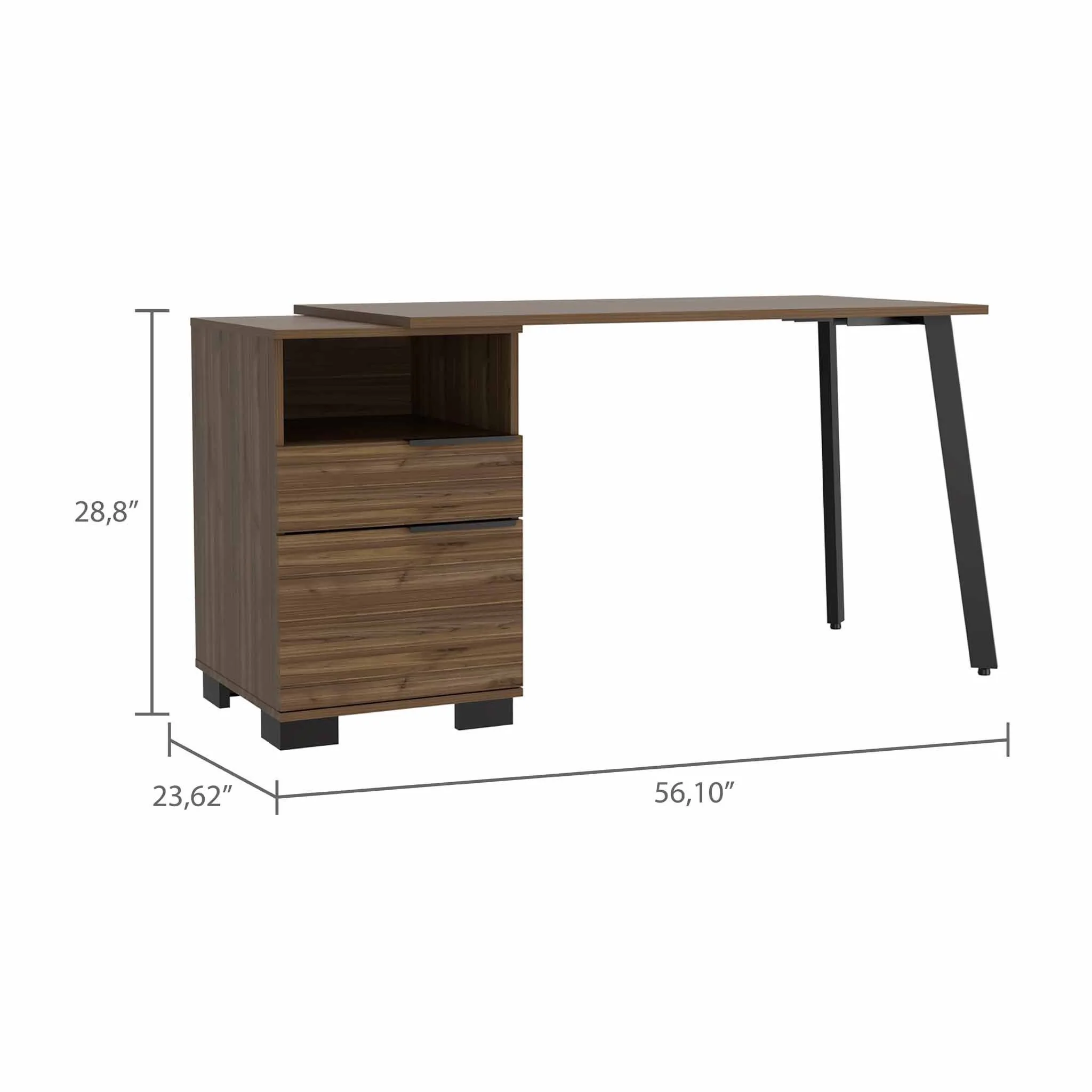 Contempo Flair Mahogany and Black Office Desk By Homeroots - Image 2