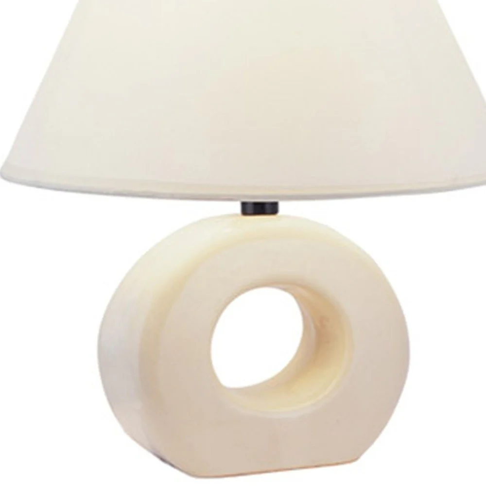 Contempo Geo Circle Beige Certamic Table Lamp By Homeroots - Image 3