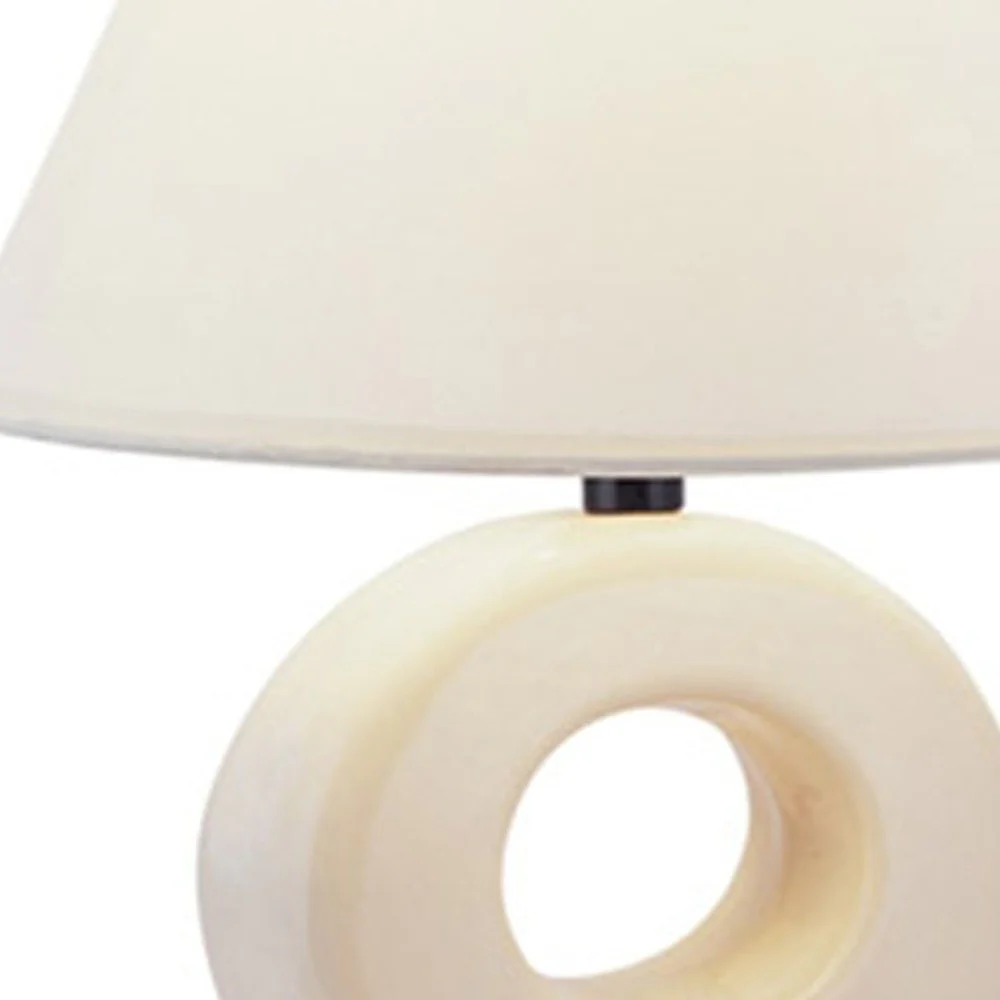 Contempo Geo Circle Beige Certamic Table Lamp By Homeroots - Image 4