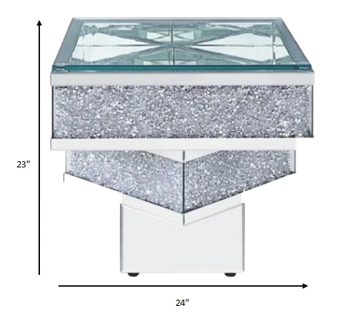 Contempo Glass And Bling End Table By Homeroots - Image 2