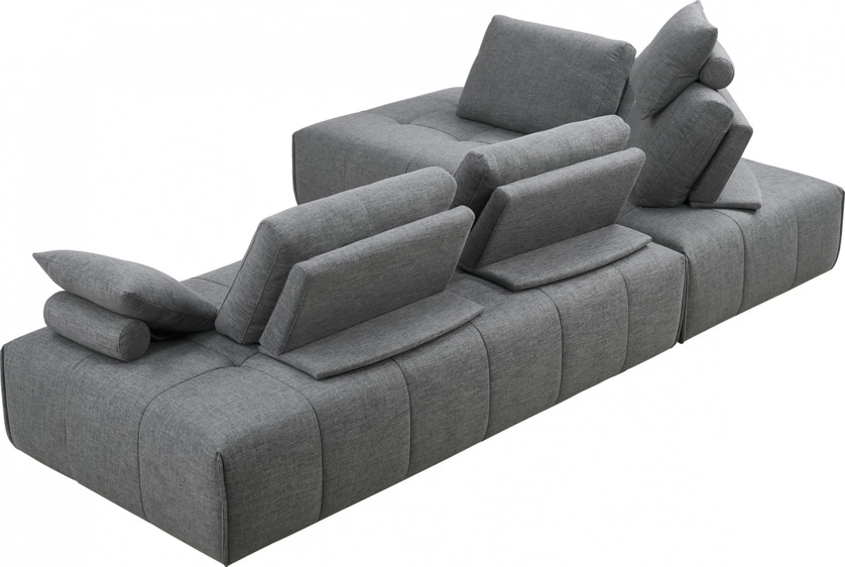 Contempo Gray Fabric Modular Two Piece Sectional Sofa By Homeroots - Image 5