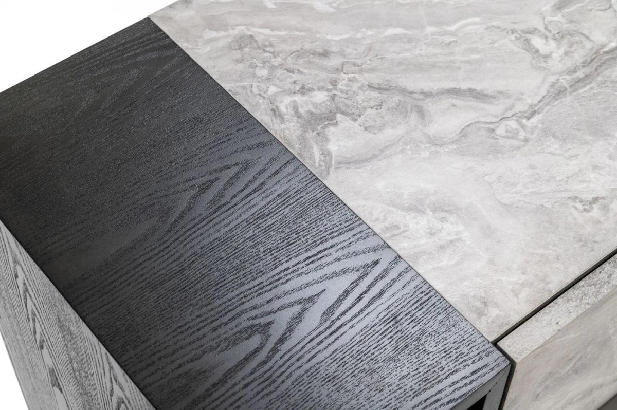 Contempo Gray Faux Marble And Gray Two Drawer Nightstand By Homeroots - Image 4