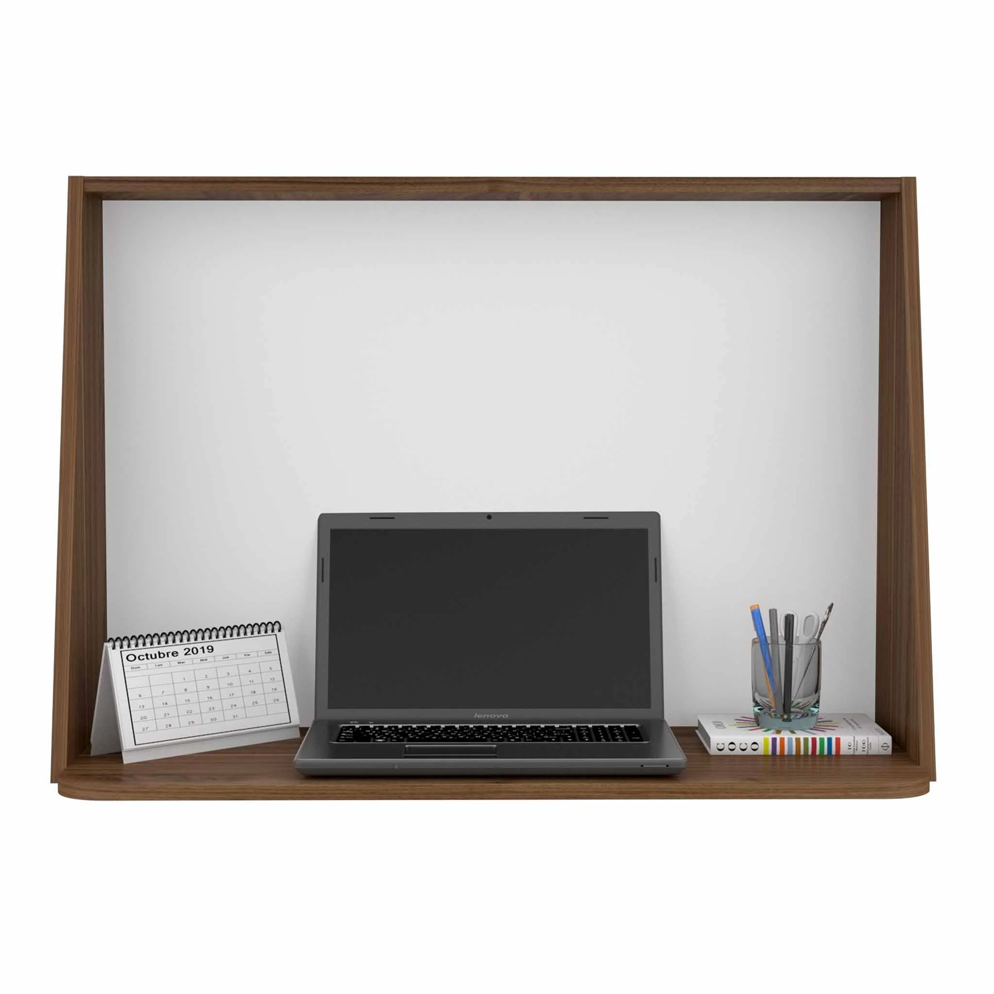 Contempo Mahogany and White Wall Desk By Homeroots - Image 4