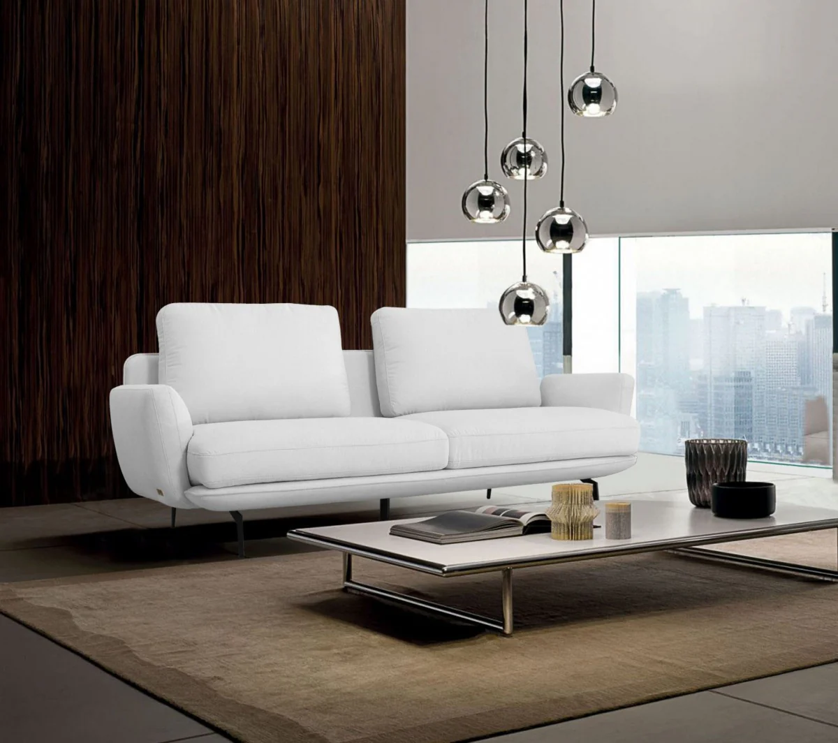 Contempo Retro 89" Creamy Off White Loveseat By Homeroots - Image 2