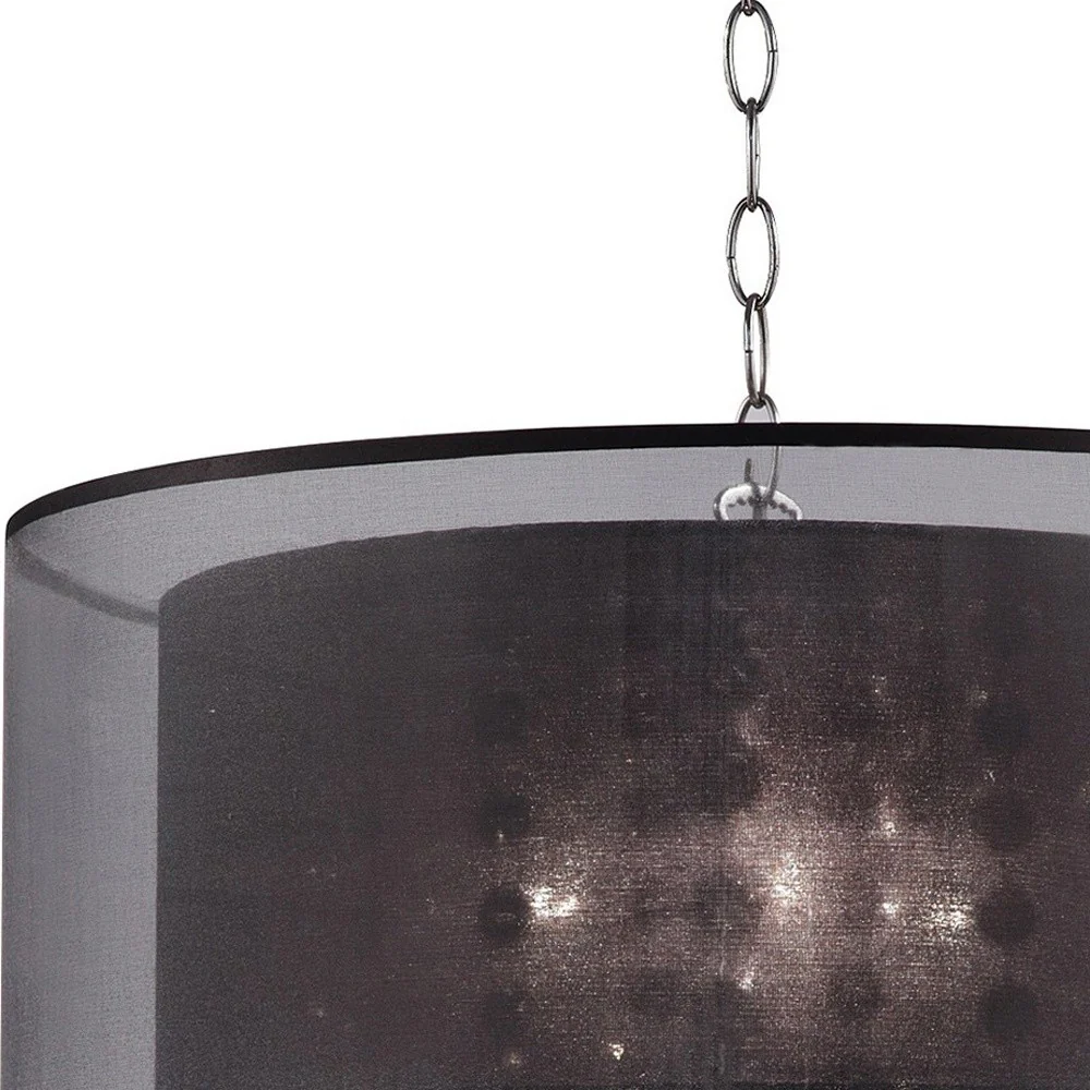 Contempo Silver Ceiling Lamp with Black Shade and Crystal Accents By Homeroots - Image 6