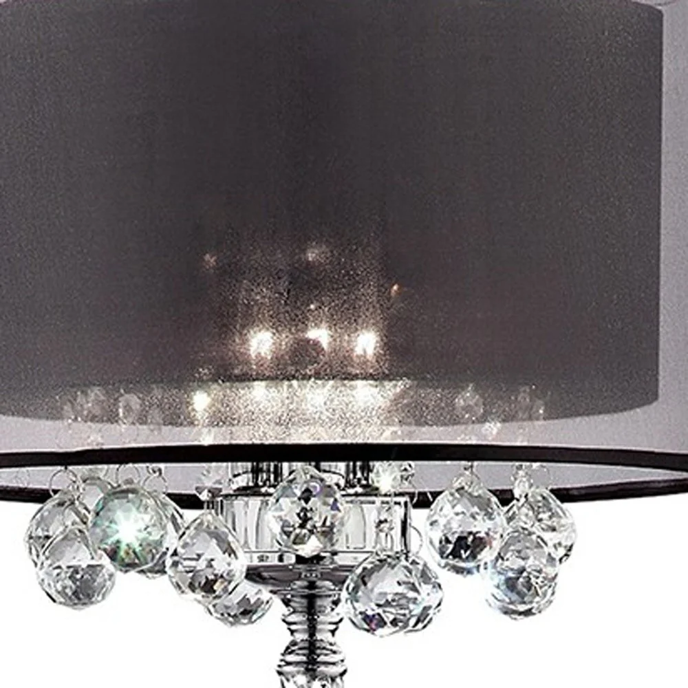 Contempo Silver Floor Lamp with Black Shade and Crystal Accents By Homeroots - Image 6