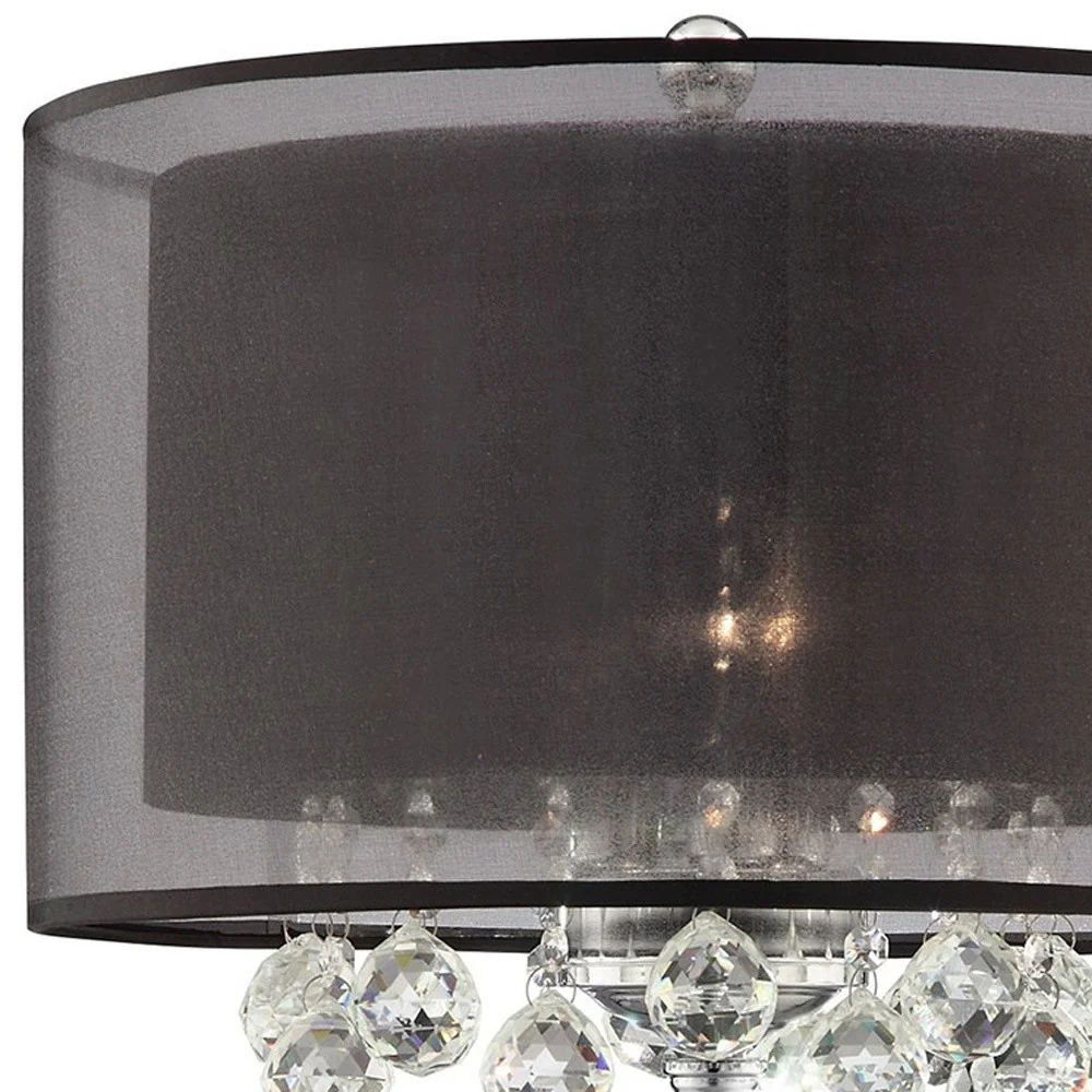 Contempo Silver Table Lamp with Black Shade and Crystal Accents By Homeroots - Image 5