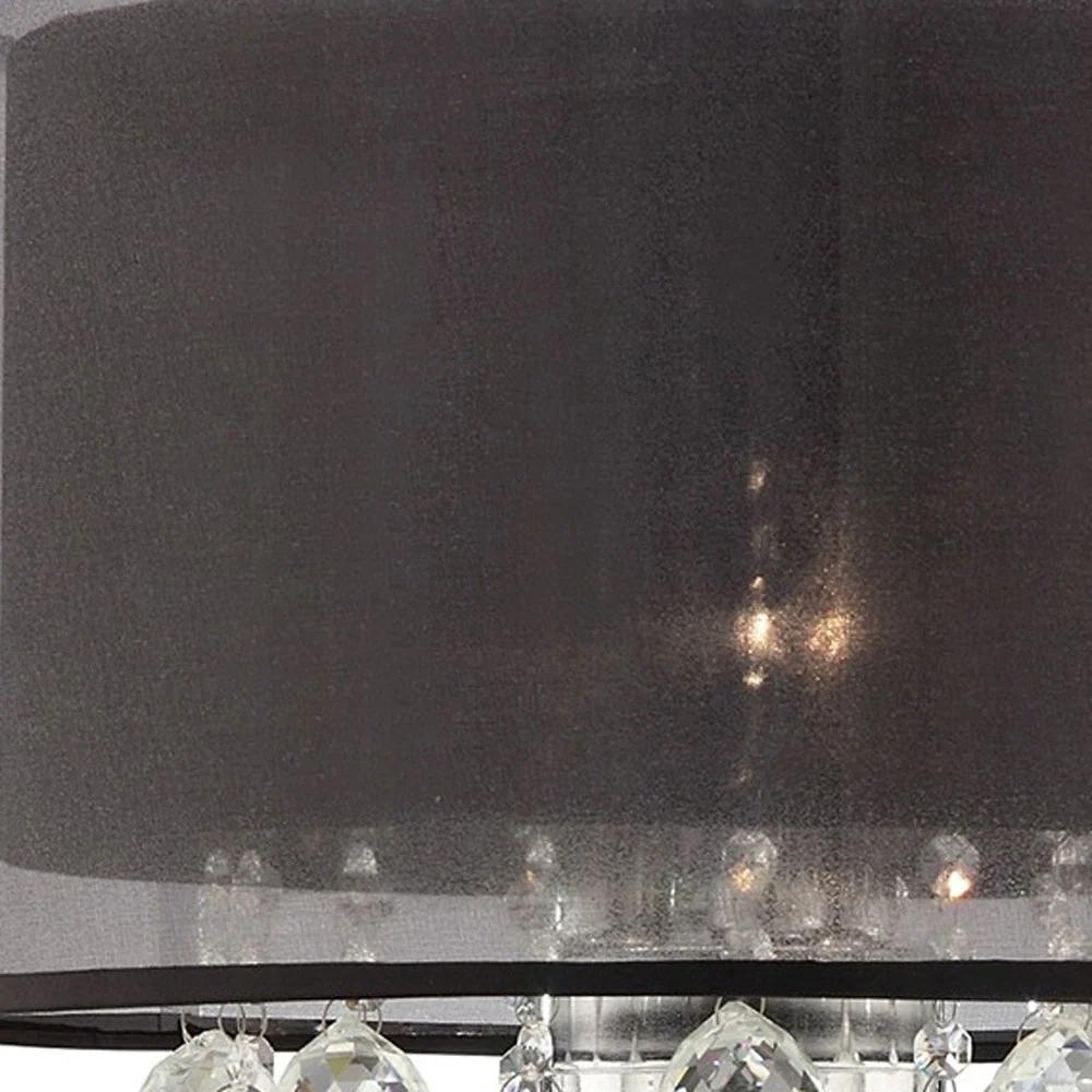 Contempo Silver Table Lamp with Black Shade and Crystal Accents By Homeroots - Image 6