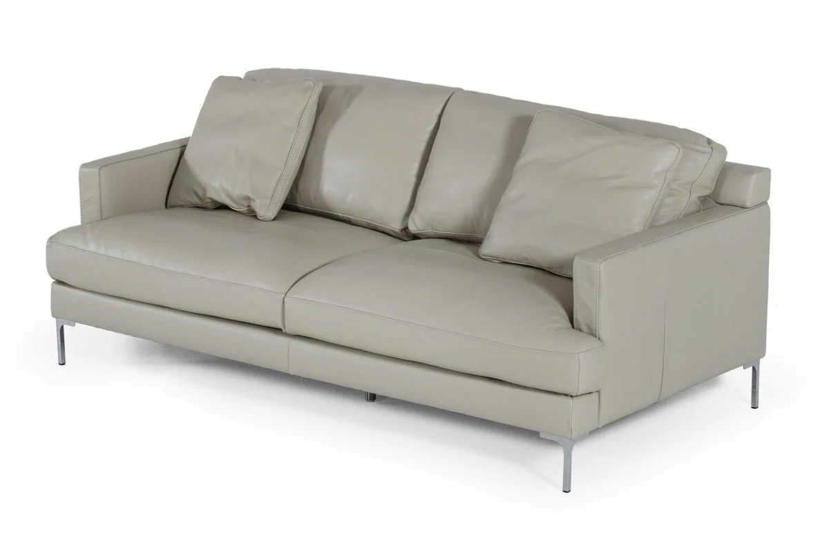 Contemporary 75" Light Grey Leather Sofa By Homeroots - Image 2