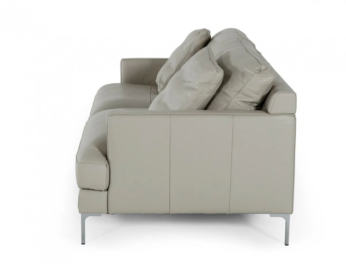 Contemporary 75" Light Grey Leather Sofa By Homeroots - Image 3