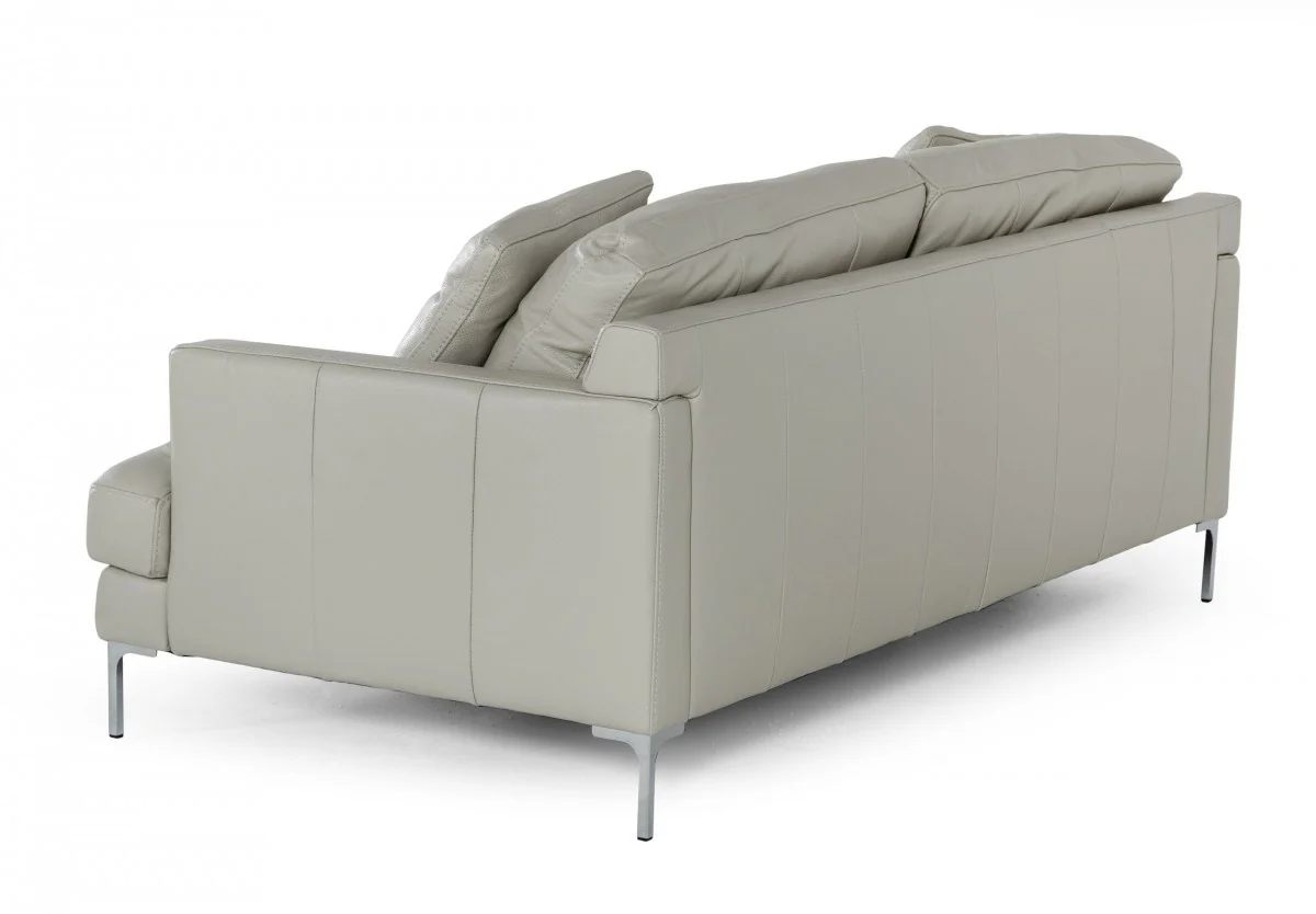 Contemporary 75" Light Grey Leather Sofa By Homeroots - Image 4