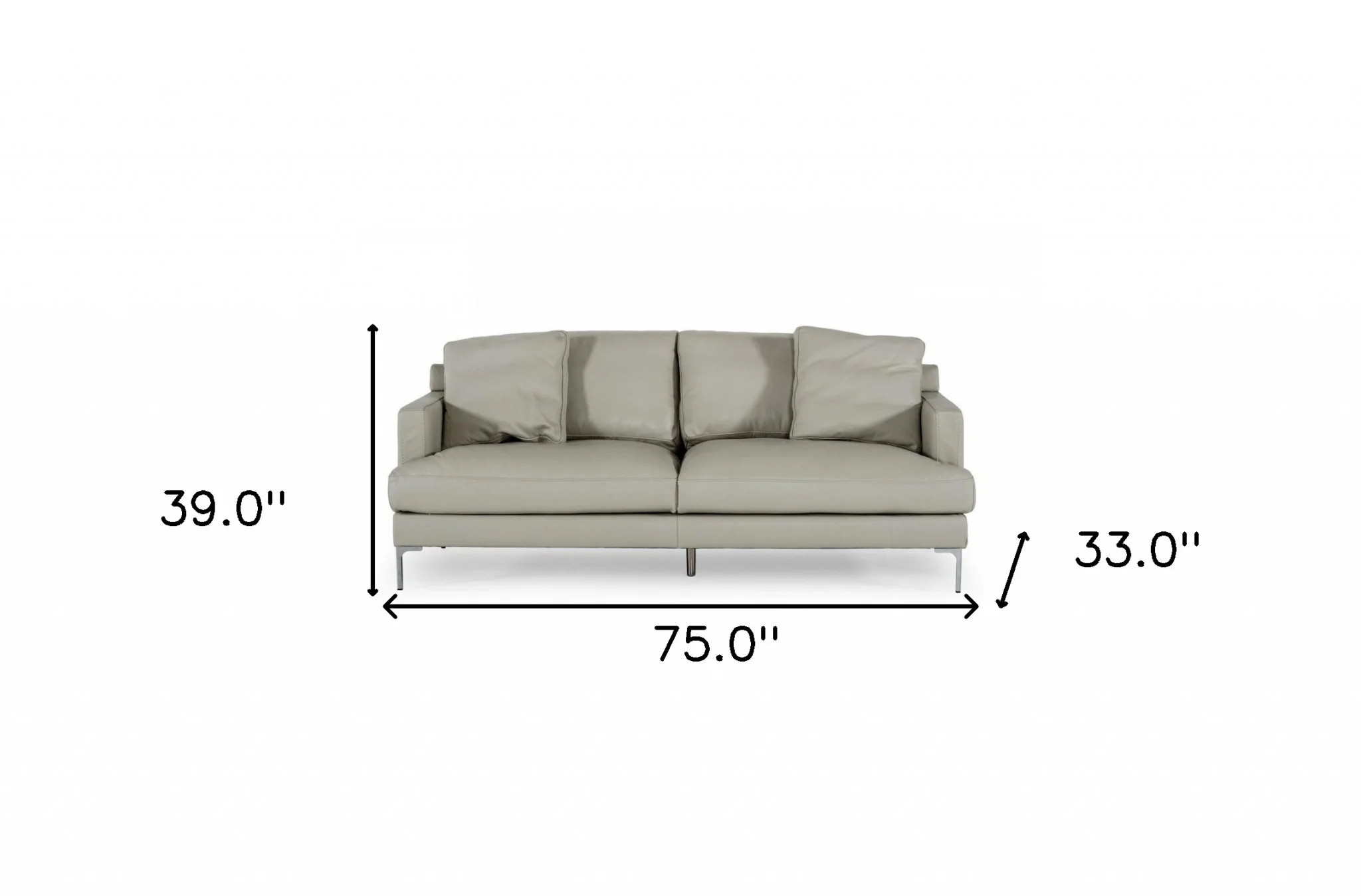 Contemporary 75" Light Grey Leather Sofa By Homeroots - Image 6