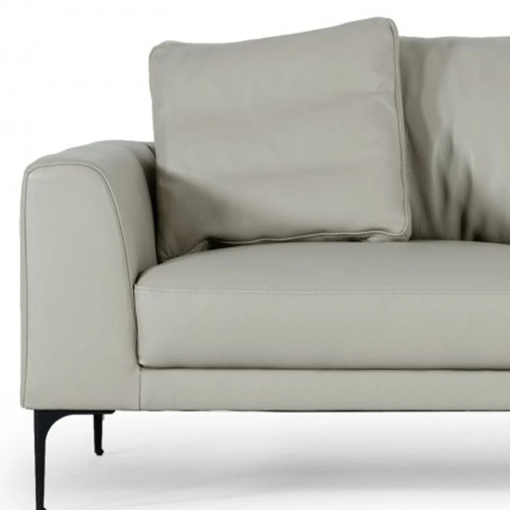 Contemporary 87" Light Grey Leather Sofa By Homeroots - Image 5
