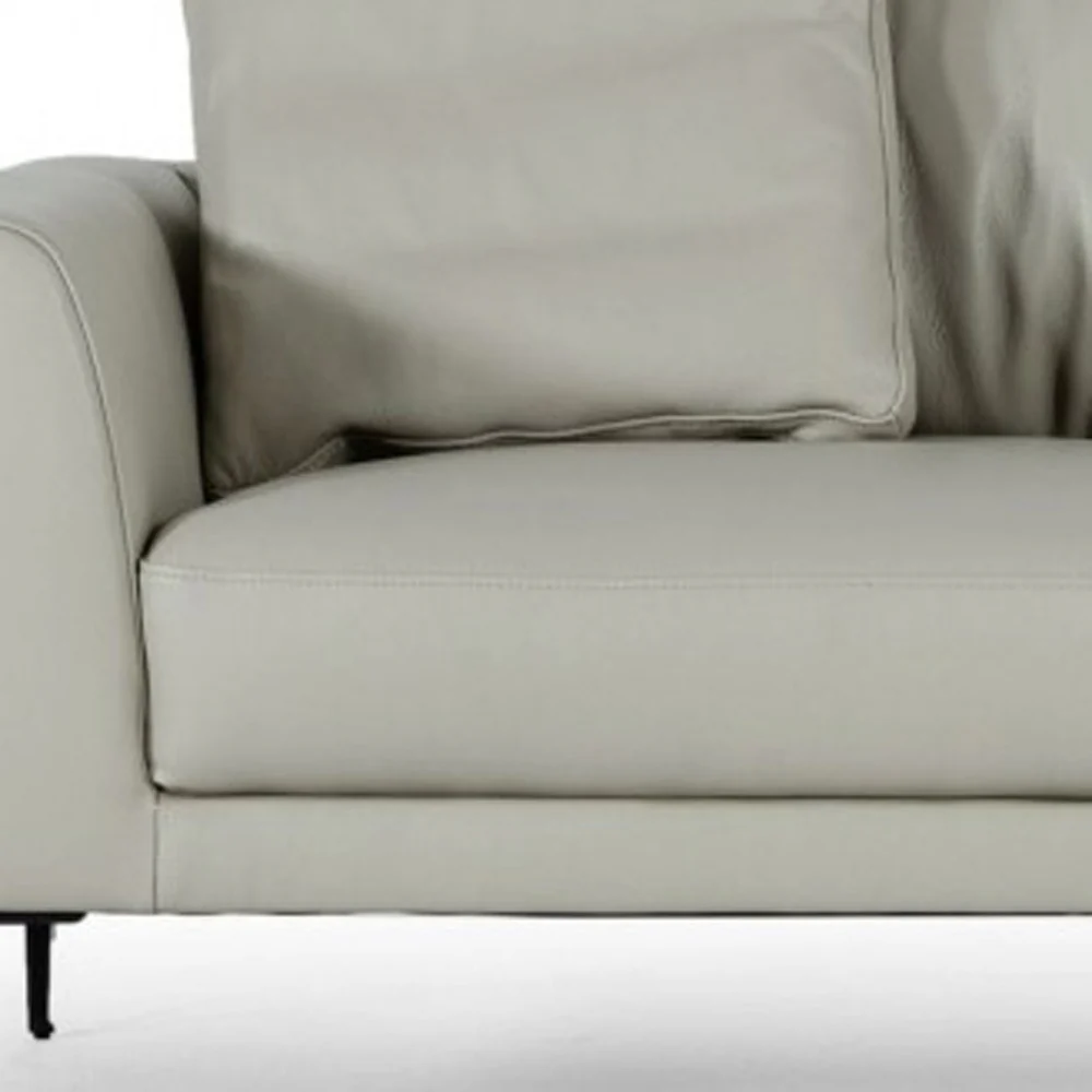 Contemporary 87" Light Grey Leather Sofa By Homeroots - Image 6