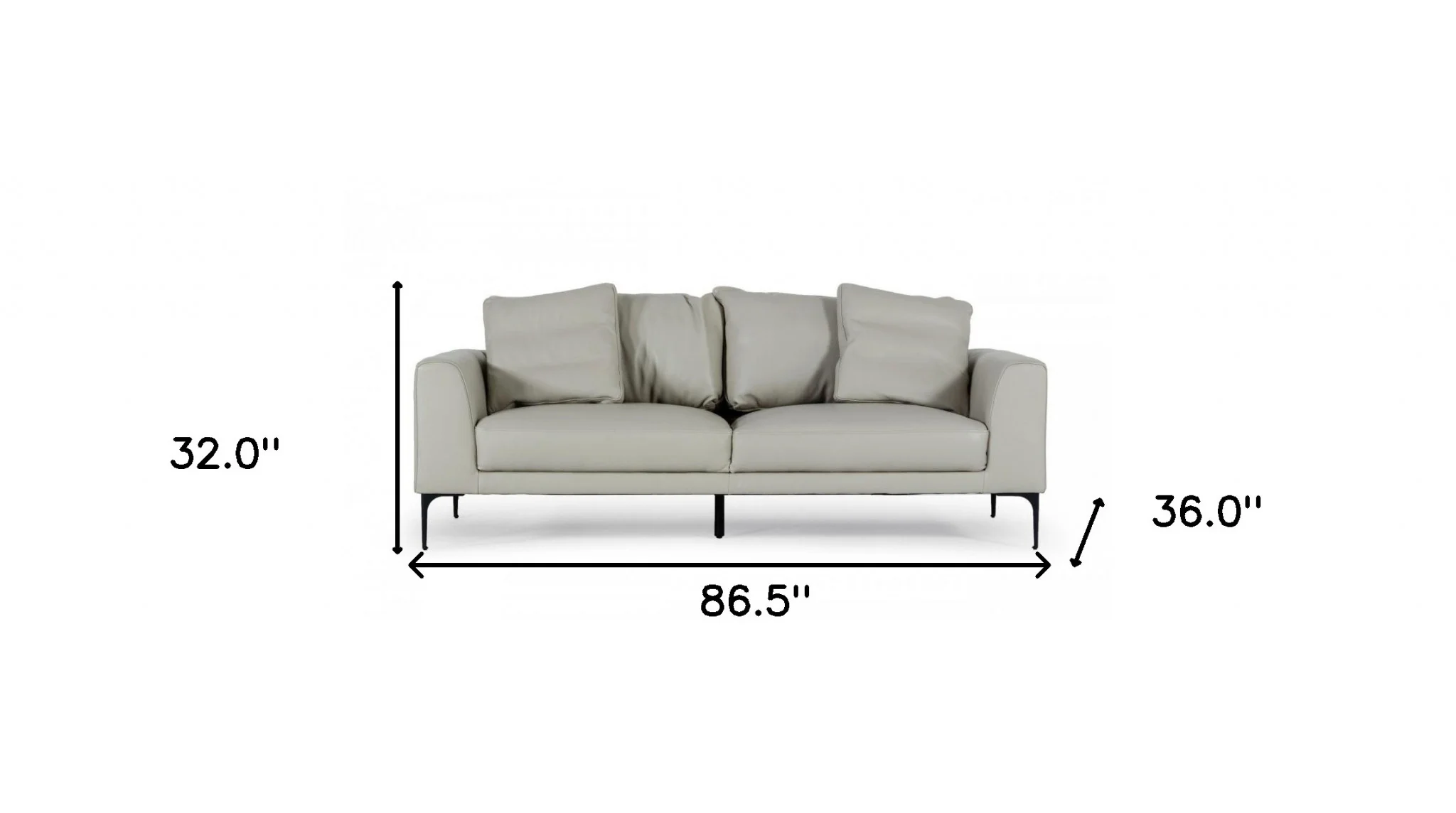Contemporary 87" Light Grey Leather Sofa By Homeroots - Image 7