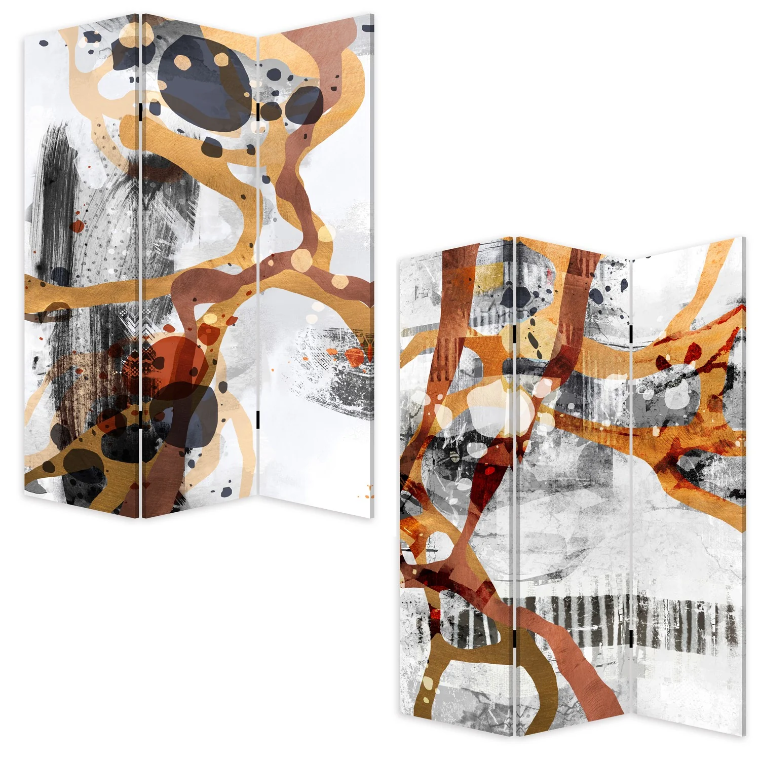 Contemporary Abstract Art Three Panel Room Divider Screen By Homeroots - Image 4