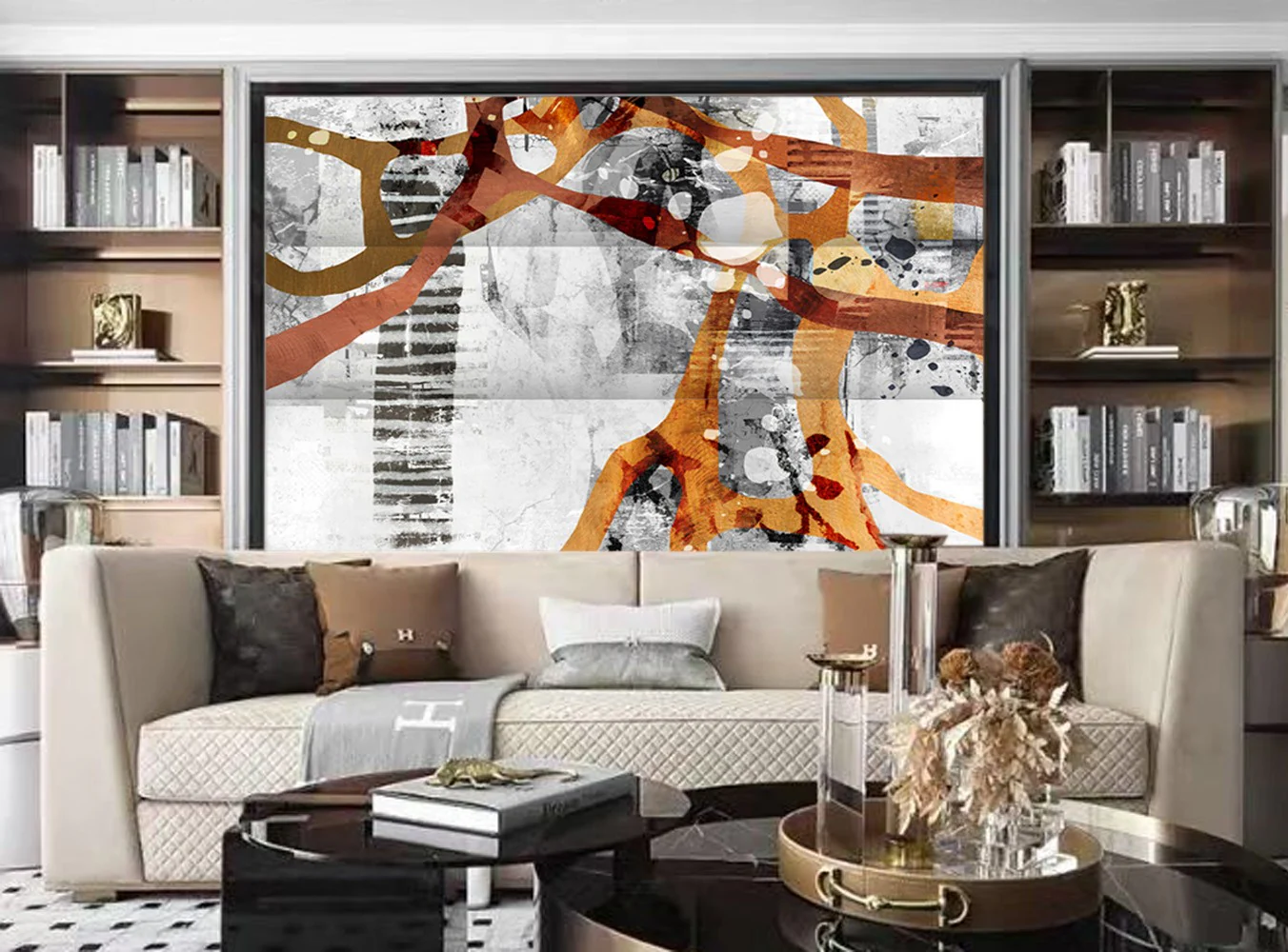 Contemporary Abstract Art Three Panel Room Divider Screen By Homeroots - Image 5