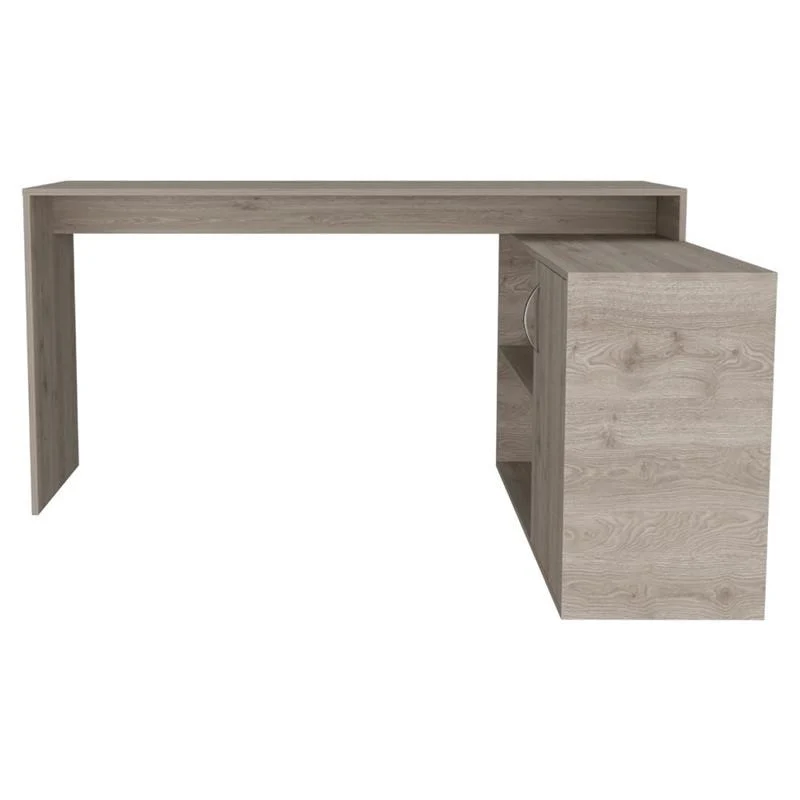 Contemporary and Professional Light Grey Home Office Desk By Homeroots - Image 2