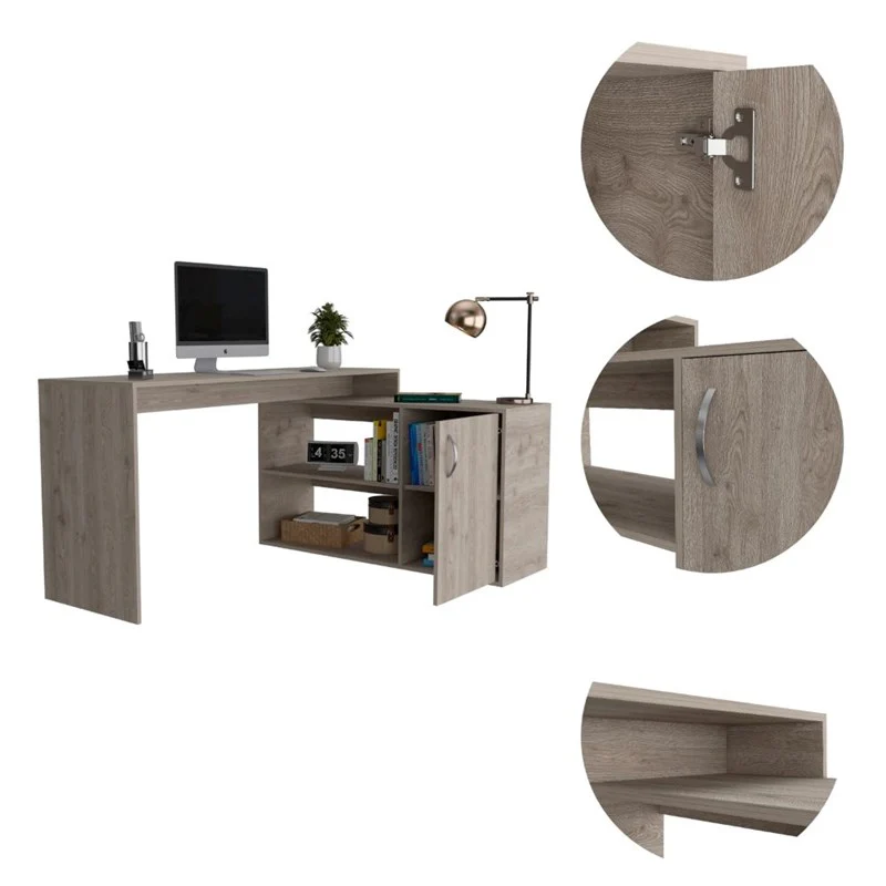 Contemporary and Professional Light Grey Home Office Desk By Homeroots - Image 3