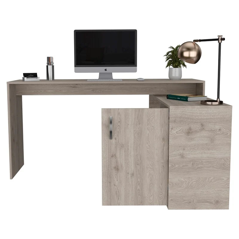 Contemporary and Professional Light Grey Home Office Desk By Homeroots - Image 4