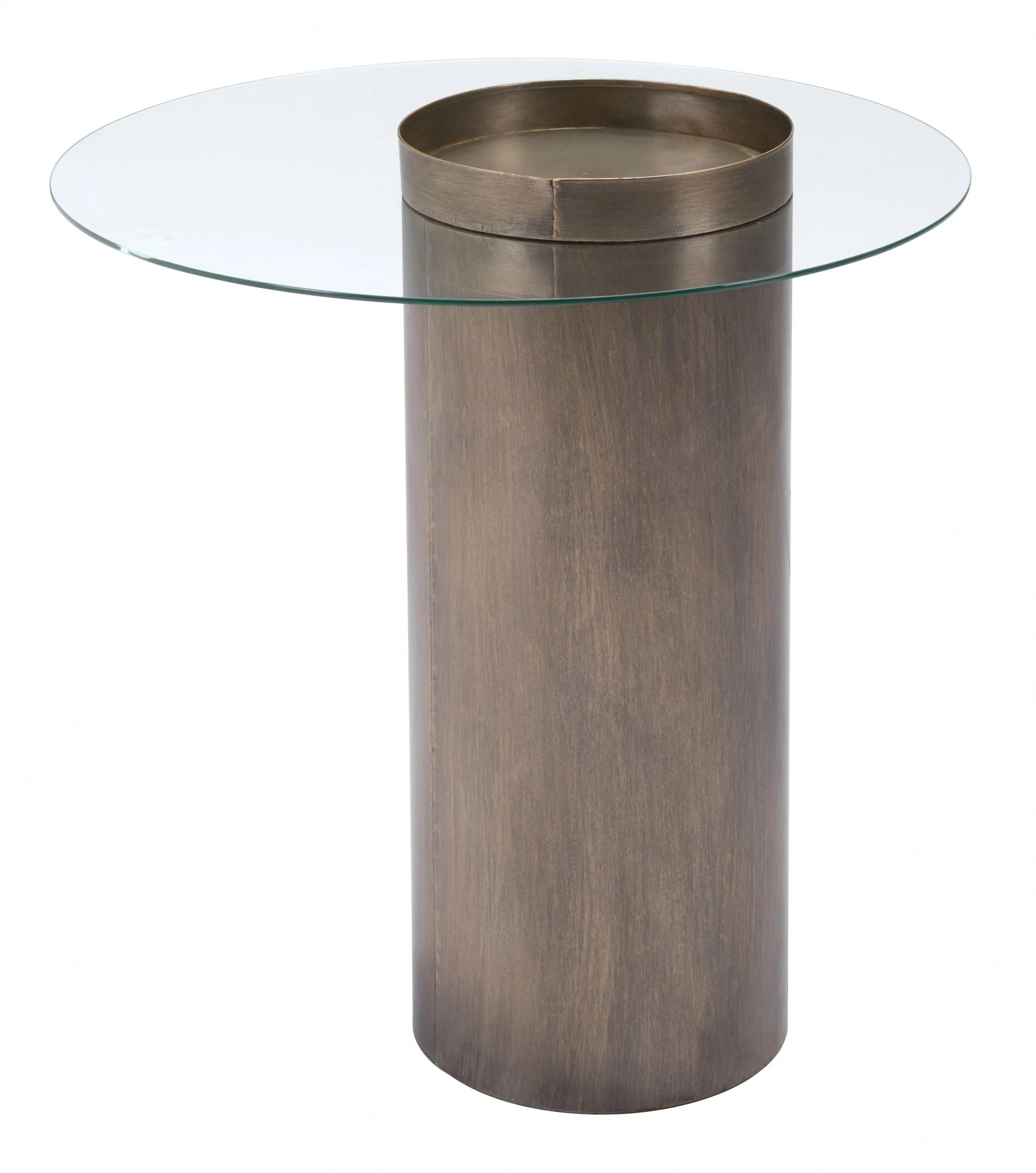 Contemporary Antique Gold End Table By Homeroots - Image 2