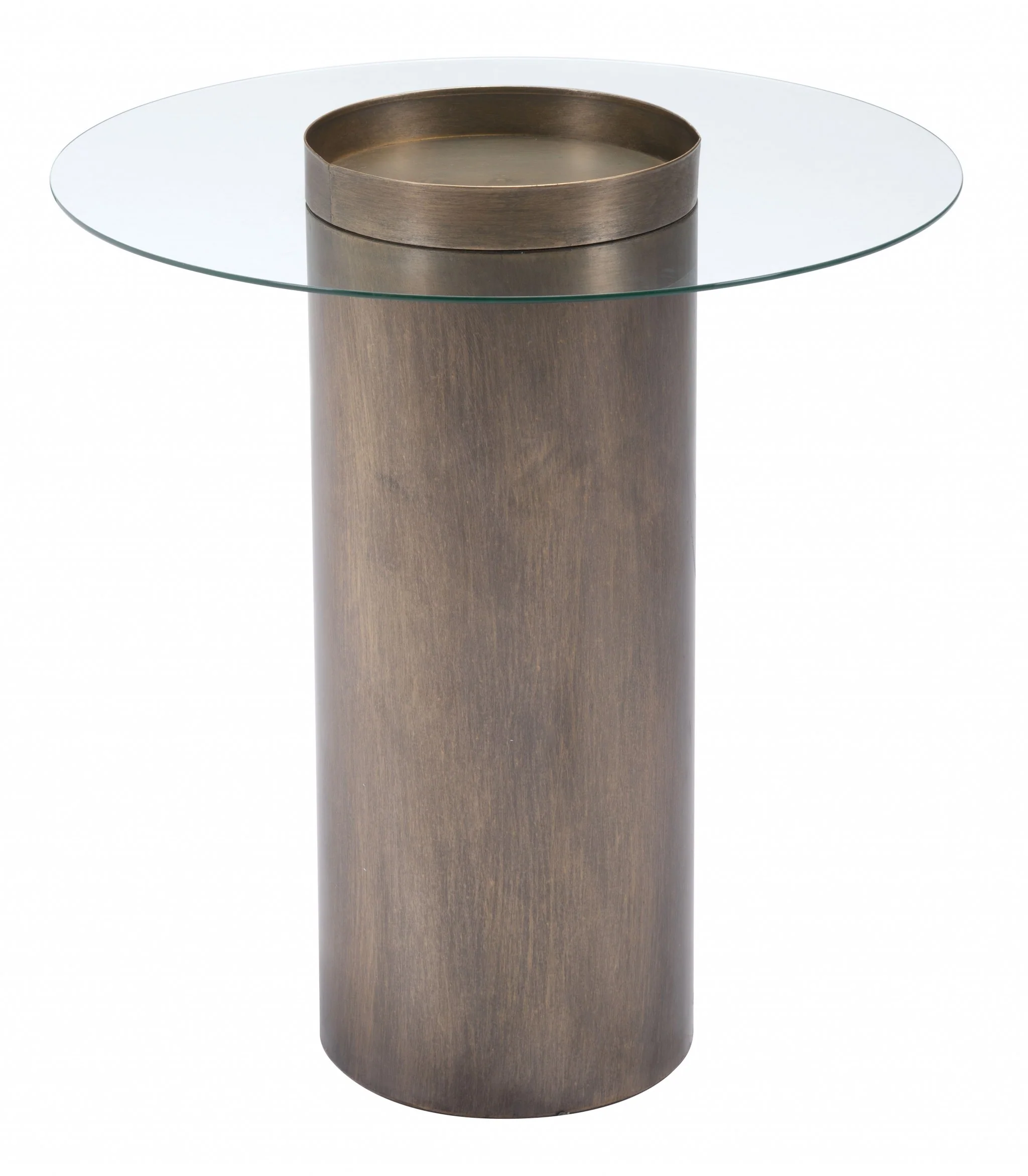 Contemporary Antique Gold End Table By Homeroots - Image 4