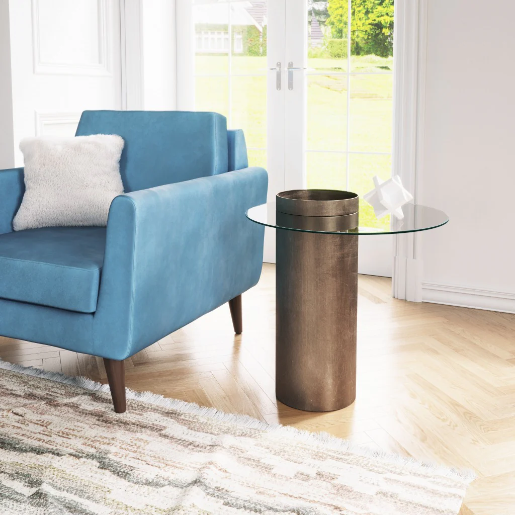 Contemporary Antique Gold End Table By Homeroots - Image 7