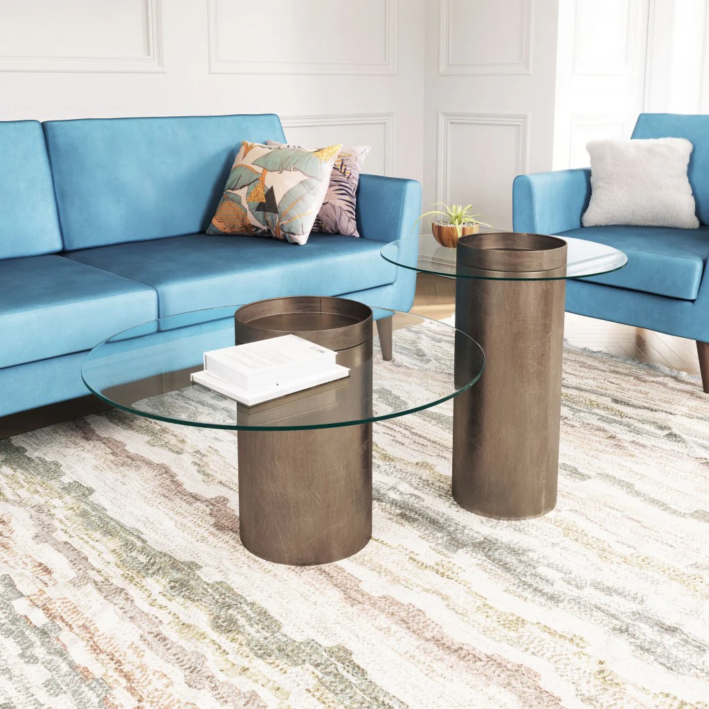 Contemporary Antique Gold End Table By Homeroots - Image 8