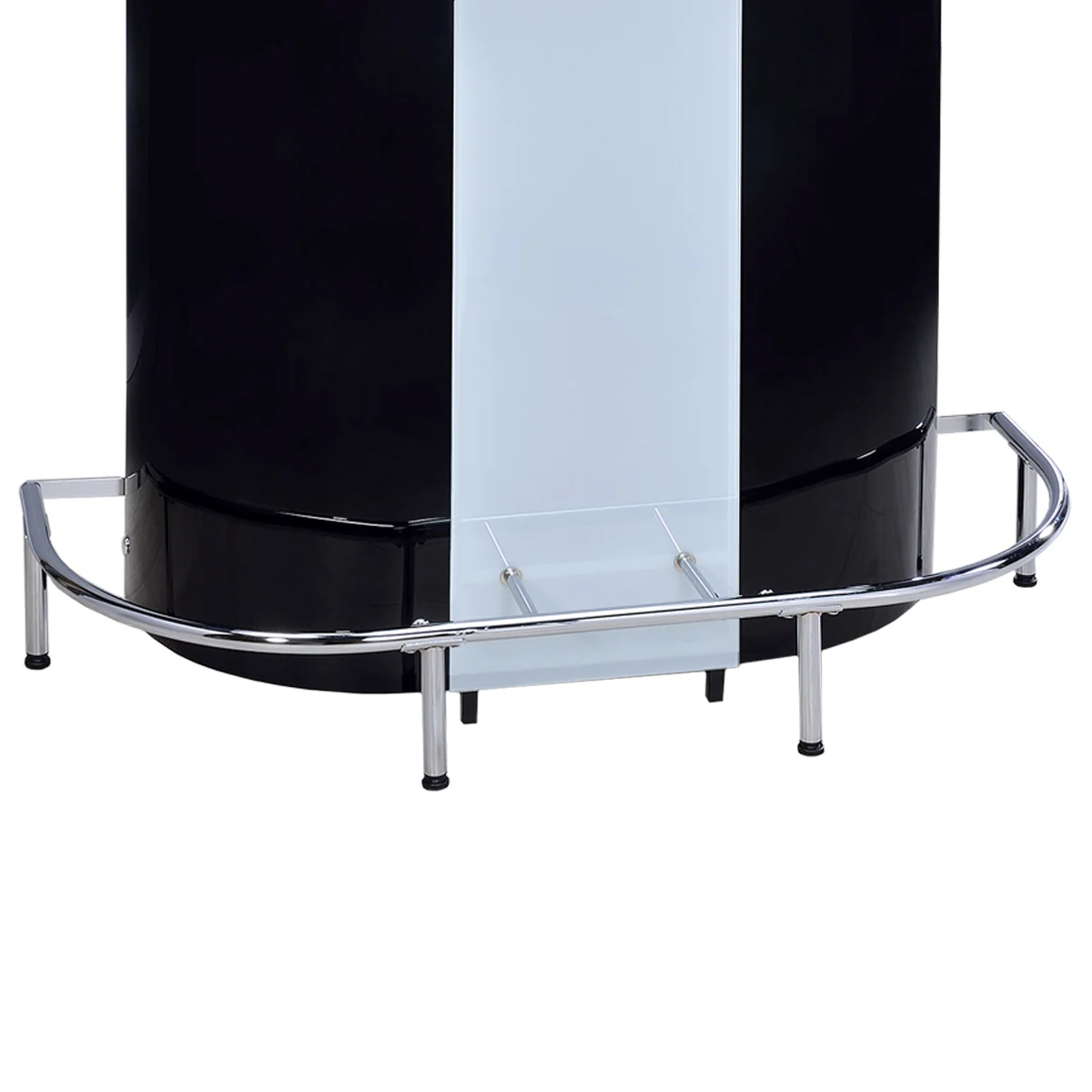 Contemporary Bar Unit With Frosted Glass Top, White And Black By Benzara - Image 3