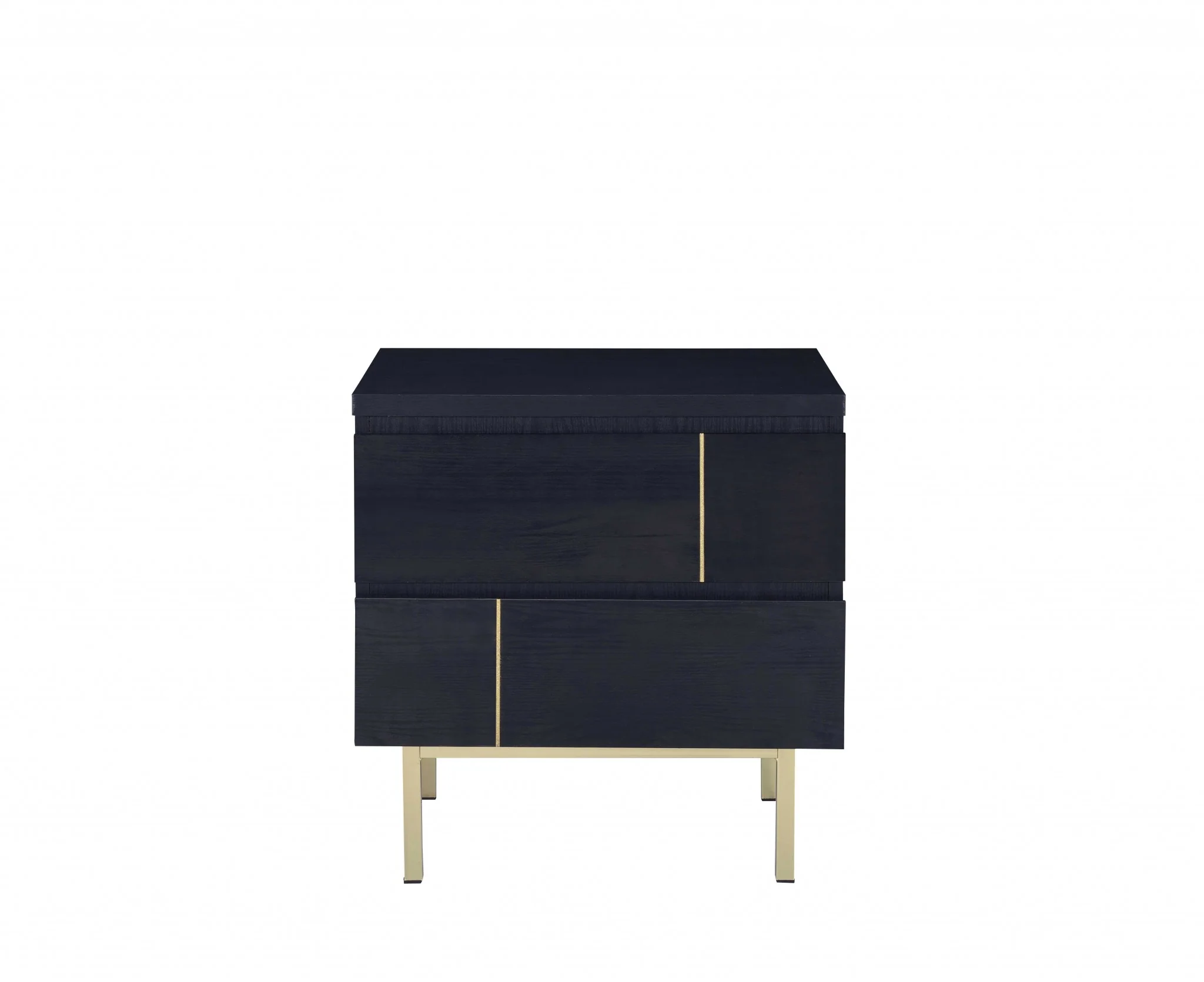 Contemporary Black And Brass Nightstand By Homeroots - Image 2