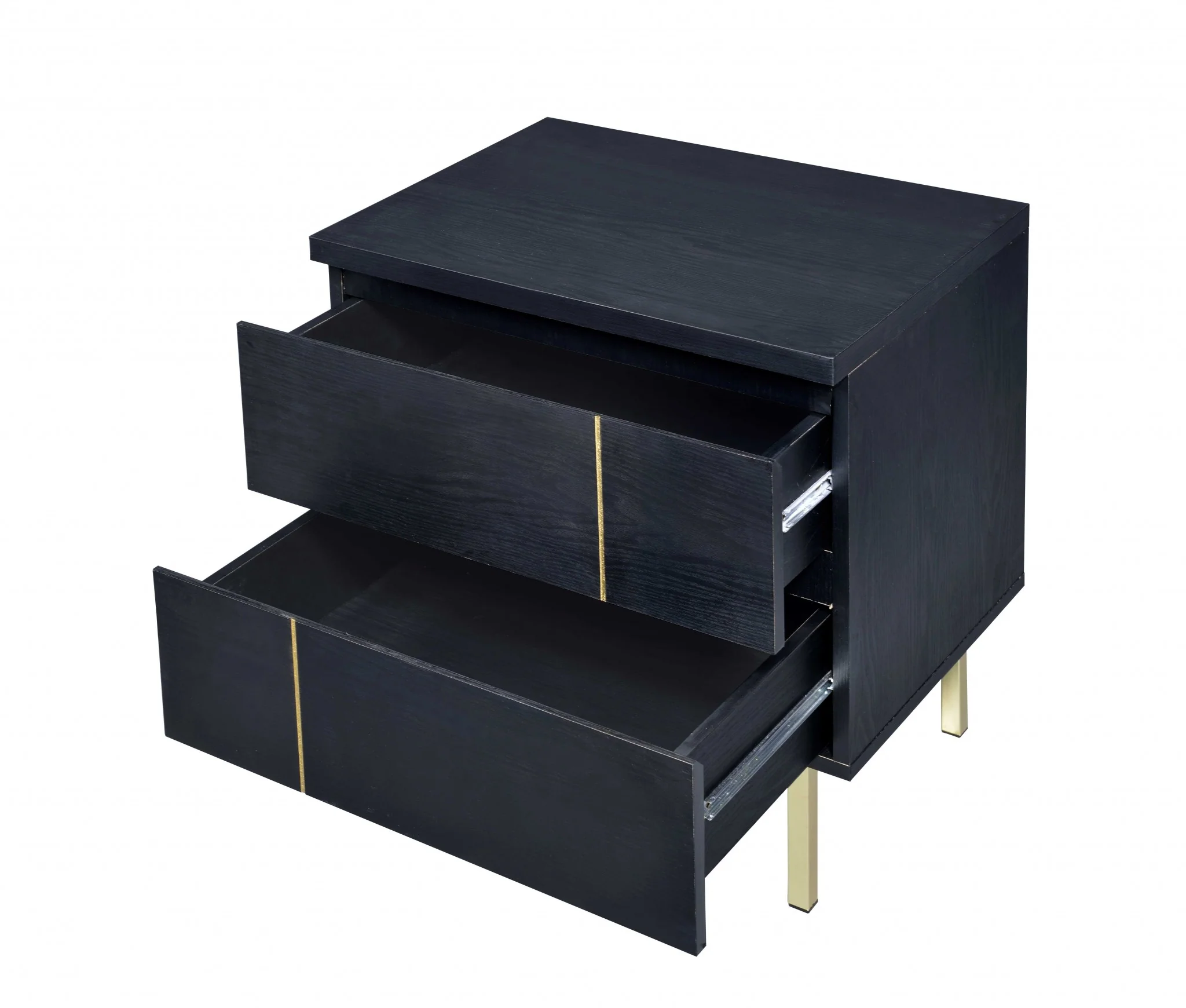 Contemporary Black And Brass Nightstand By Homeroots - Image 5