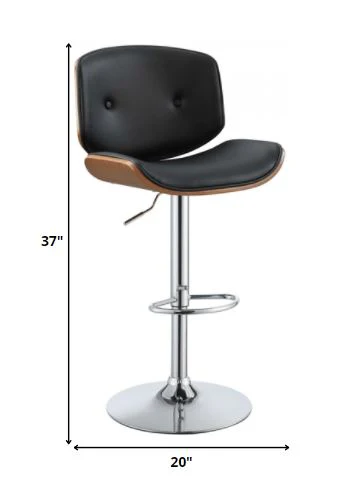 Contemporary Black And Walnut Adjustable Stool By Homeroots - Image 2