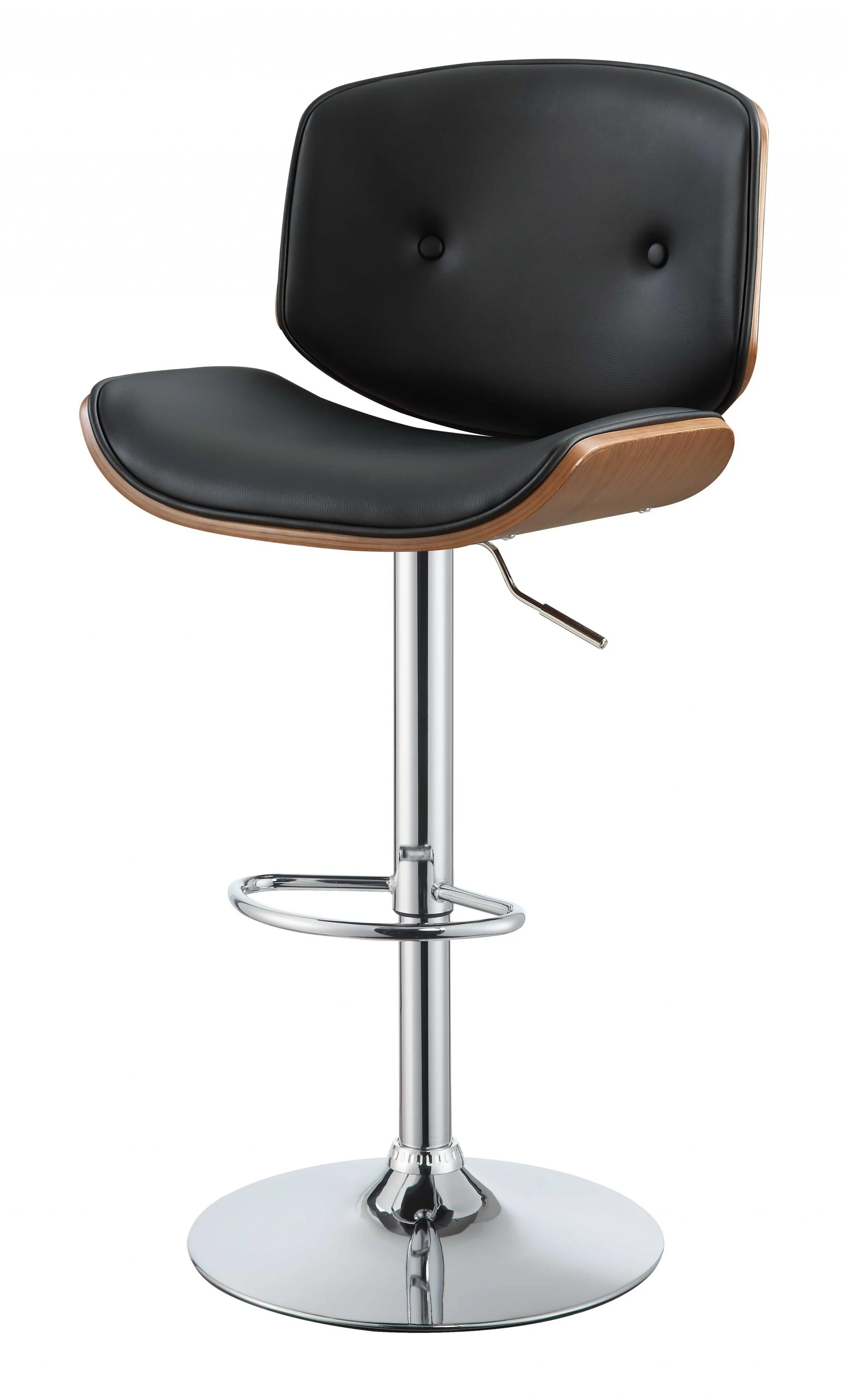 Contemporary Black And Walnut Adjustable Stool By Homeroots - Image 3