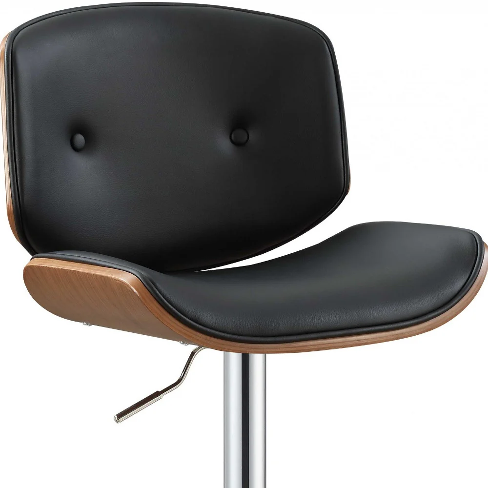 Contemporary Black And Walnut Adjustable Stool By Homeroots - Image 4