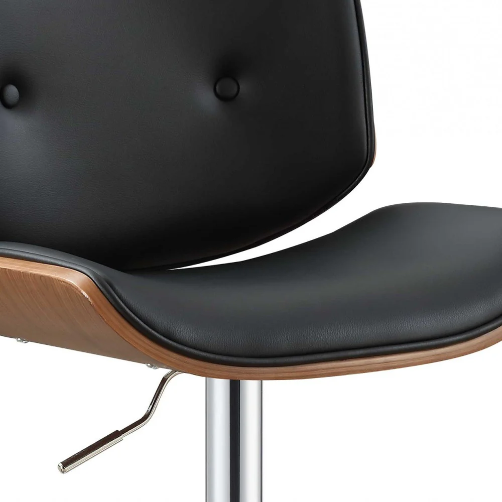 Contemporary Black And Walnut Adjustable Stool By Homeroots - Image 5