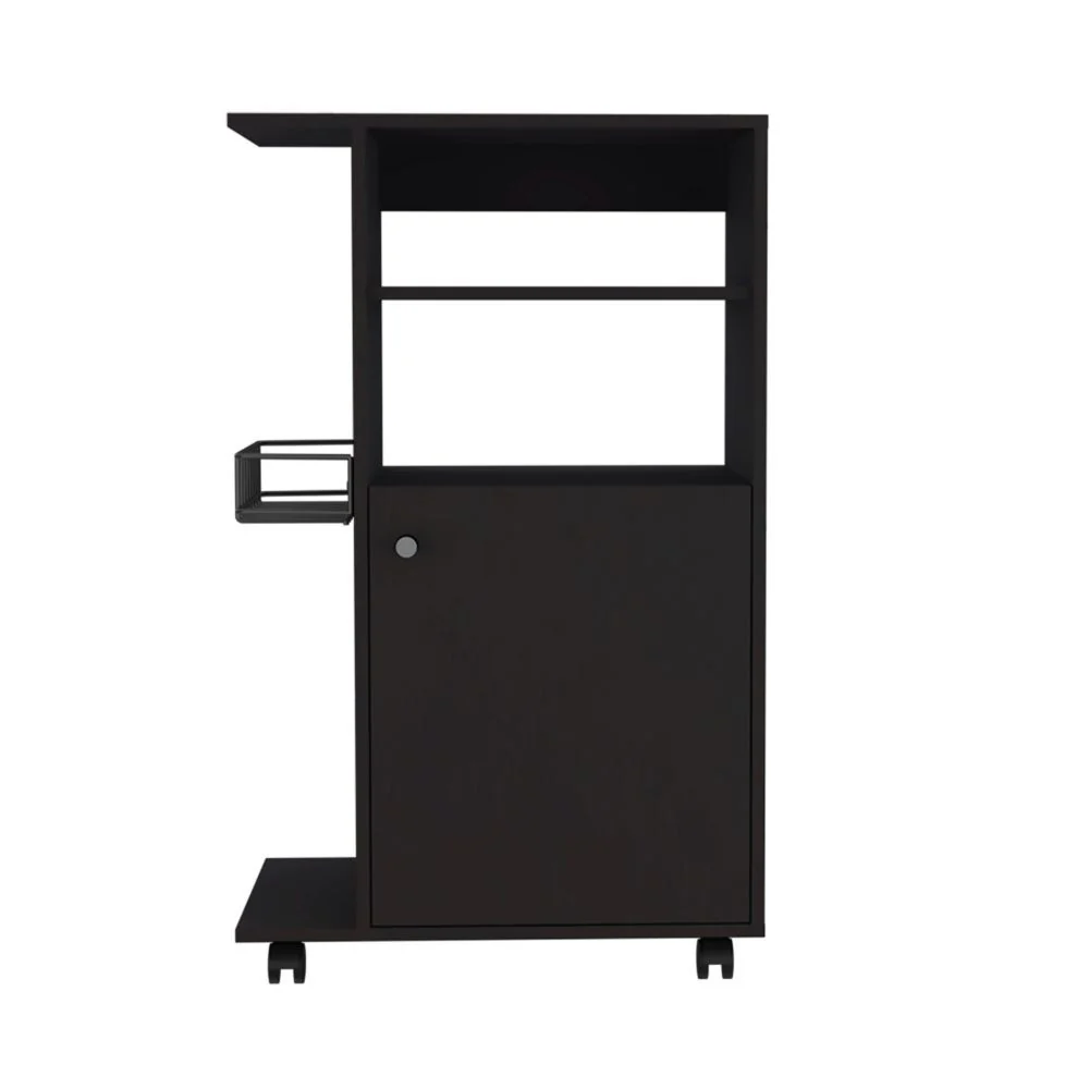 Contemporary Black Rolling Kitchen Cart By Homeroots - Image 2