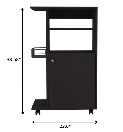 Contemporary Black Rolling Kitchen Cart By Homeroots - Image 4