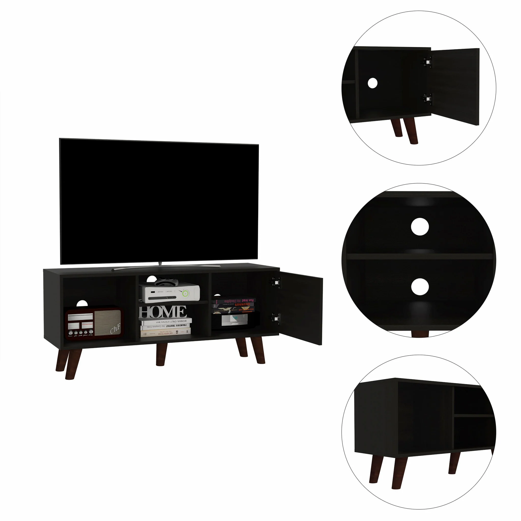 Contemporary Black Wengue TV Stand By Homeroots - Image 4