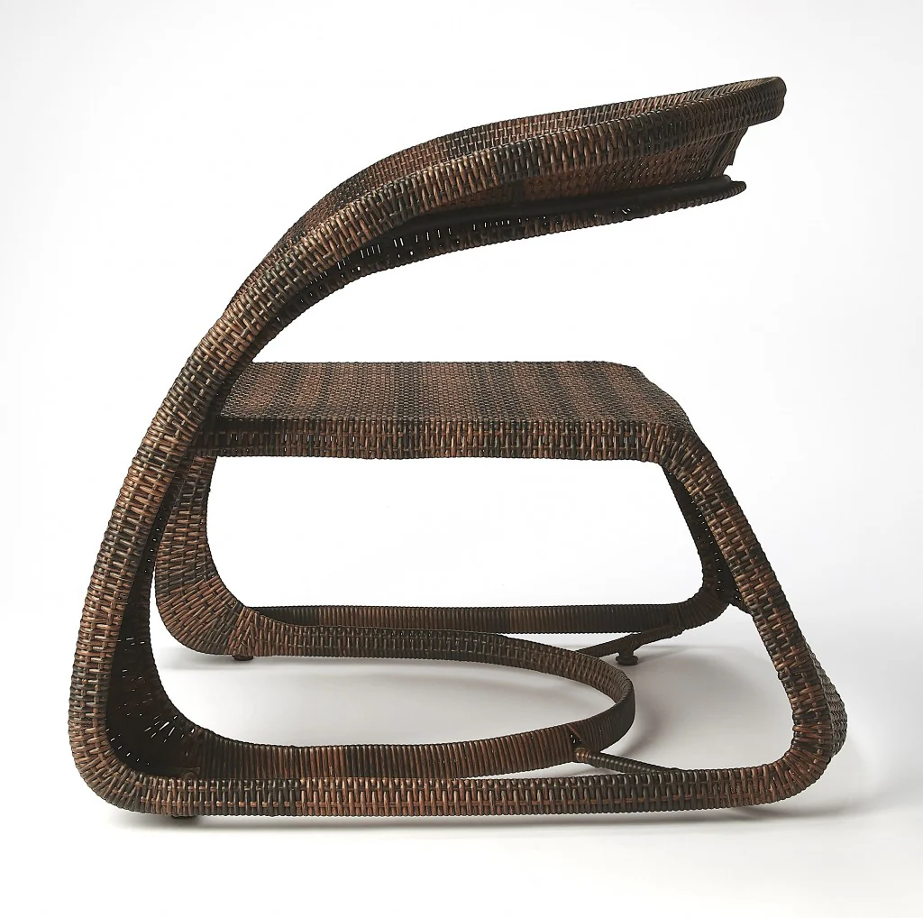 Contemporary Dark Brown Rattan Chair By Homeroots - Image 3