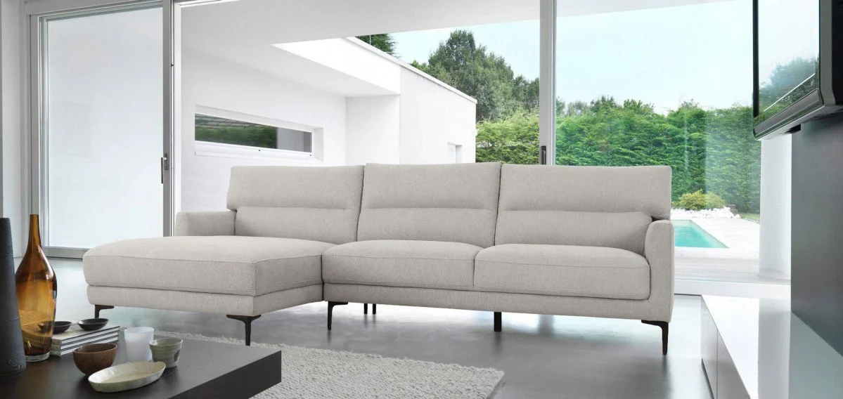 Contemporary Dove Gray Squared Edge Left Facing Sectional Sofa By Homeroots - Image 2