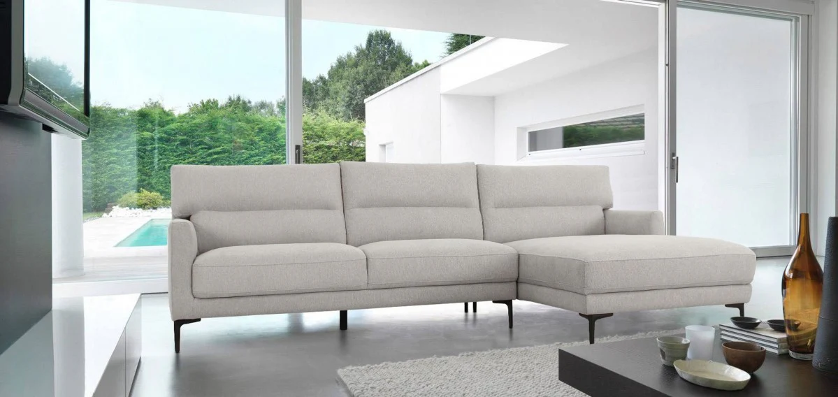 Contemporary Dove Gray Squared Edge Right Facing Sectional Sofa By Homeroots - Image 2