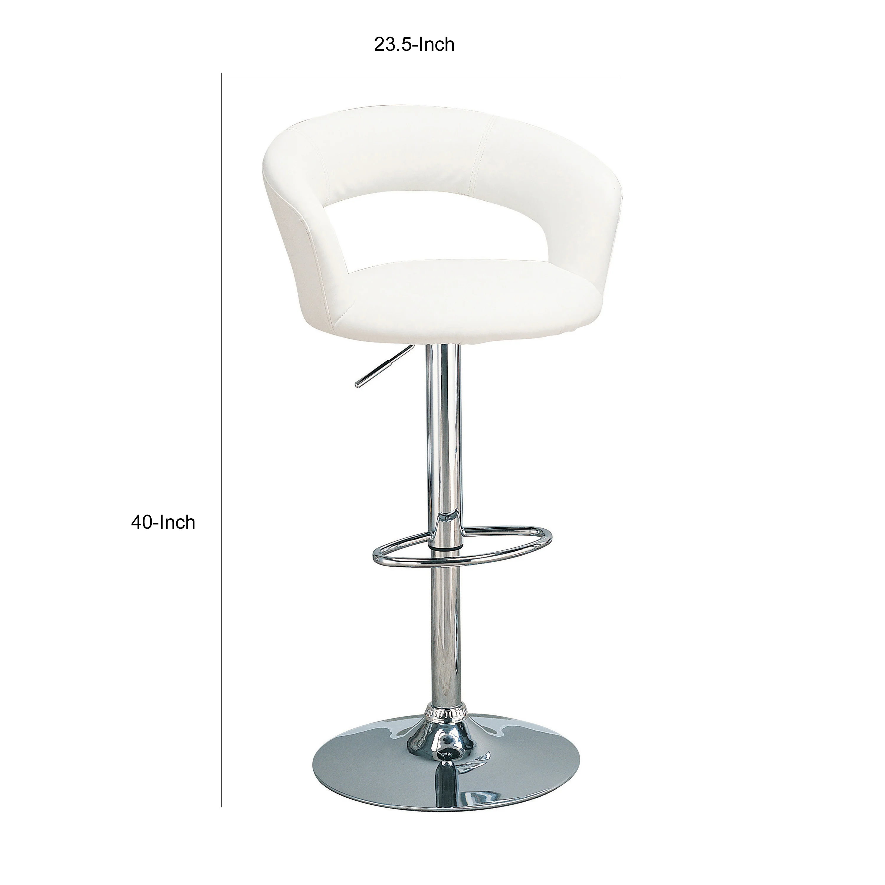 Contemporary Faux Leather Bar Stool, White By Benzara - Image 2