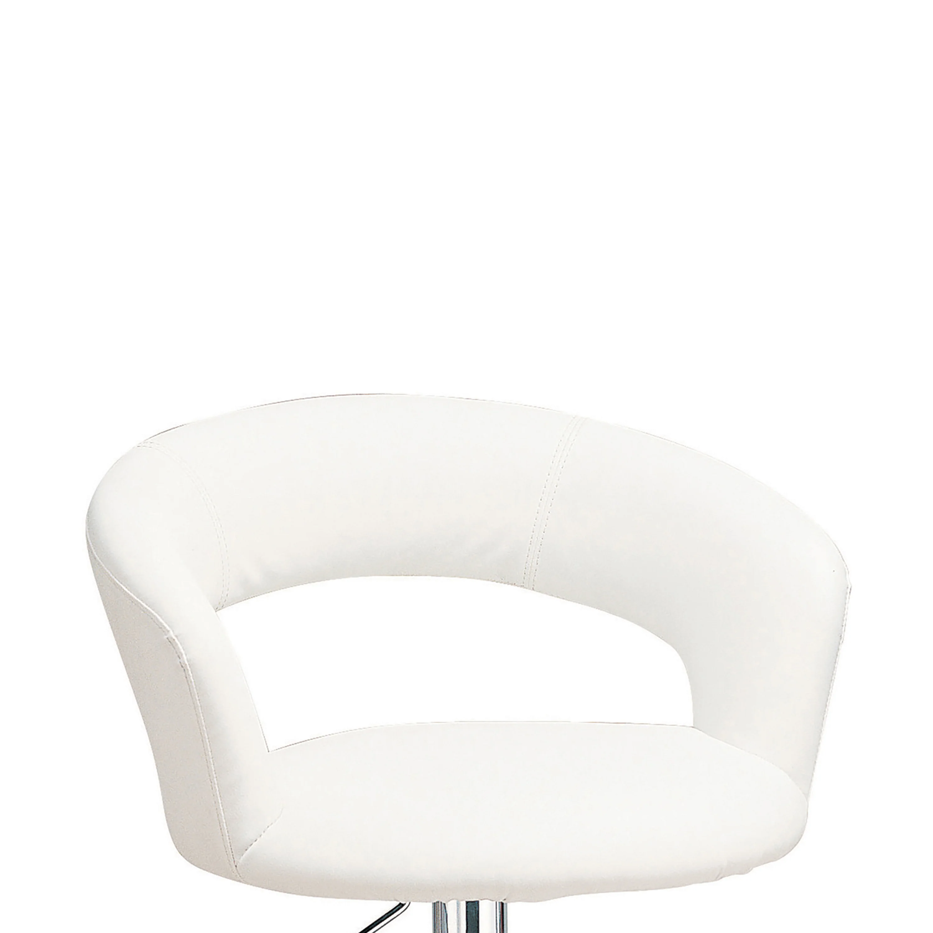 Contemporary Faux Leather Bar Stool, White By Benzara - Image 3
