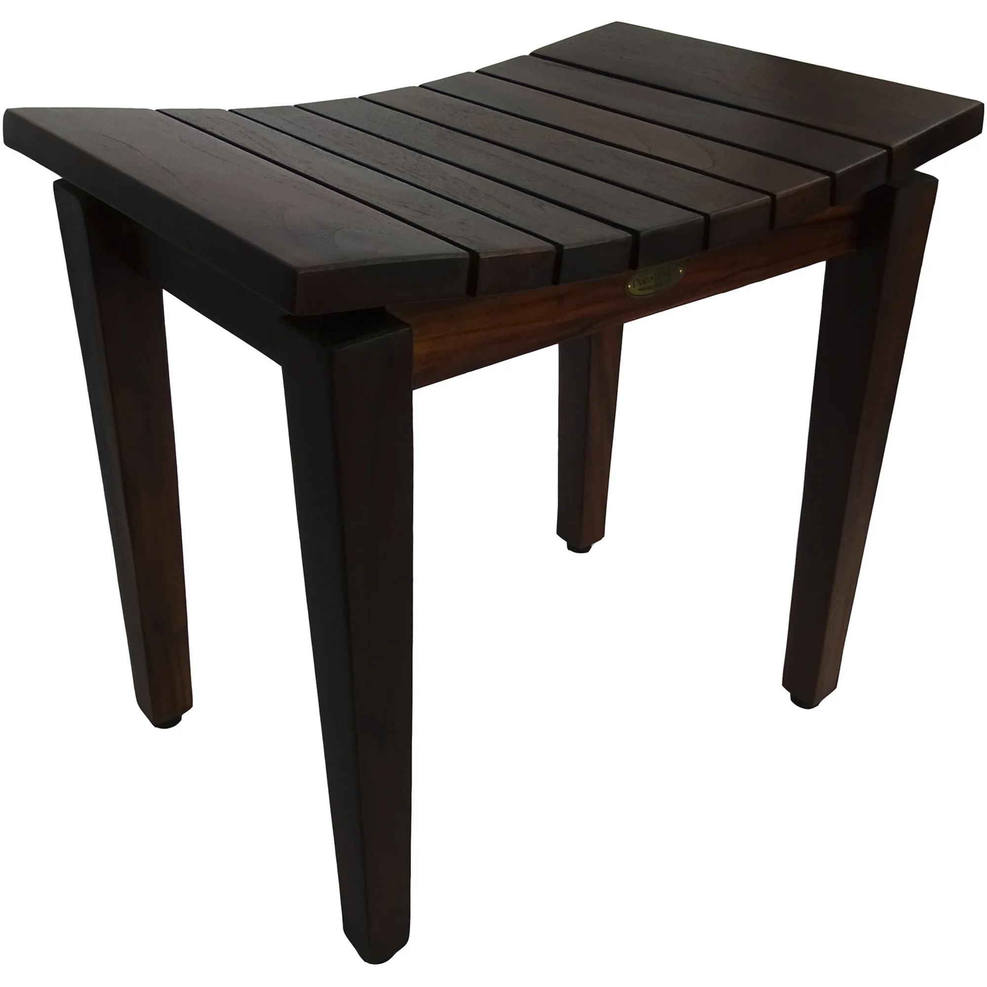 Contemporary Flared Teak Shower Stool or Bench in Brown Finish By Homeroots - Image 2