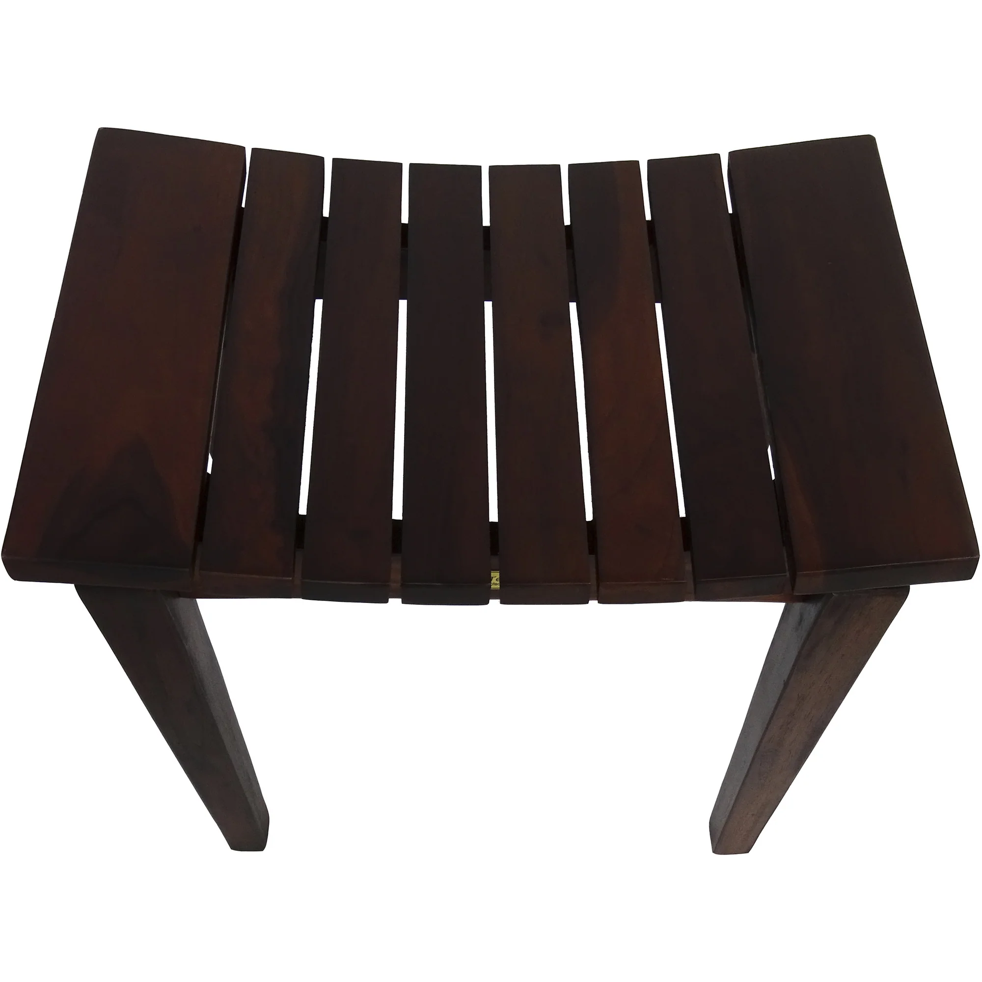 Contemporary Flared Teak Shower Stool or Bench in Brown Finish By Homeroots - Image 3